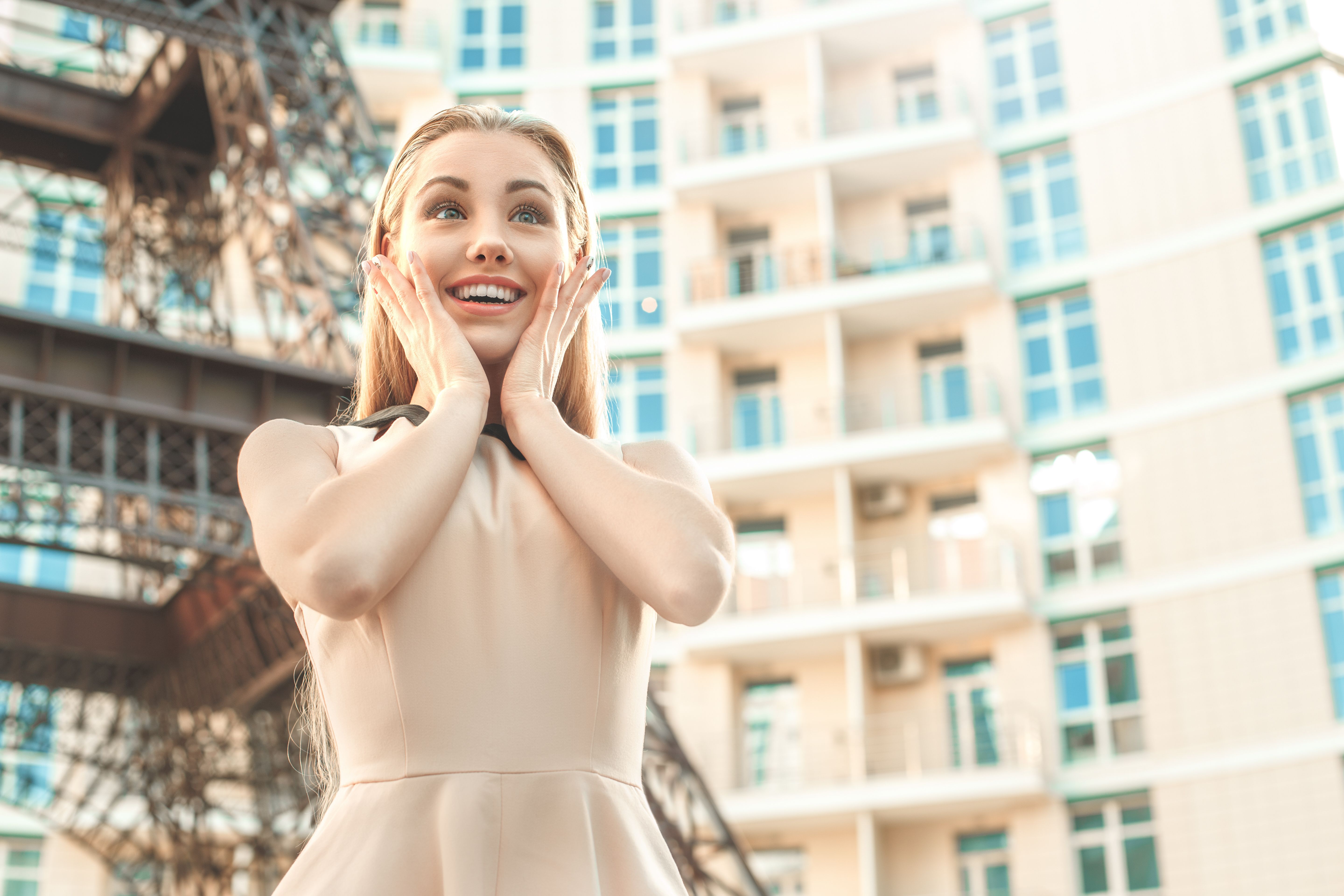 Young woman traveler paris vacation abroad concept Young woman traveler paris vacation abroad concept