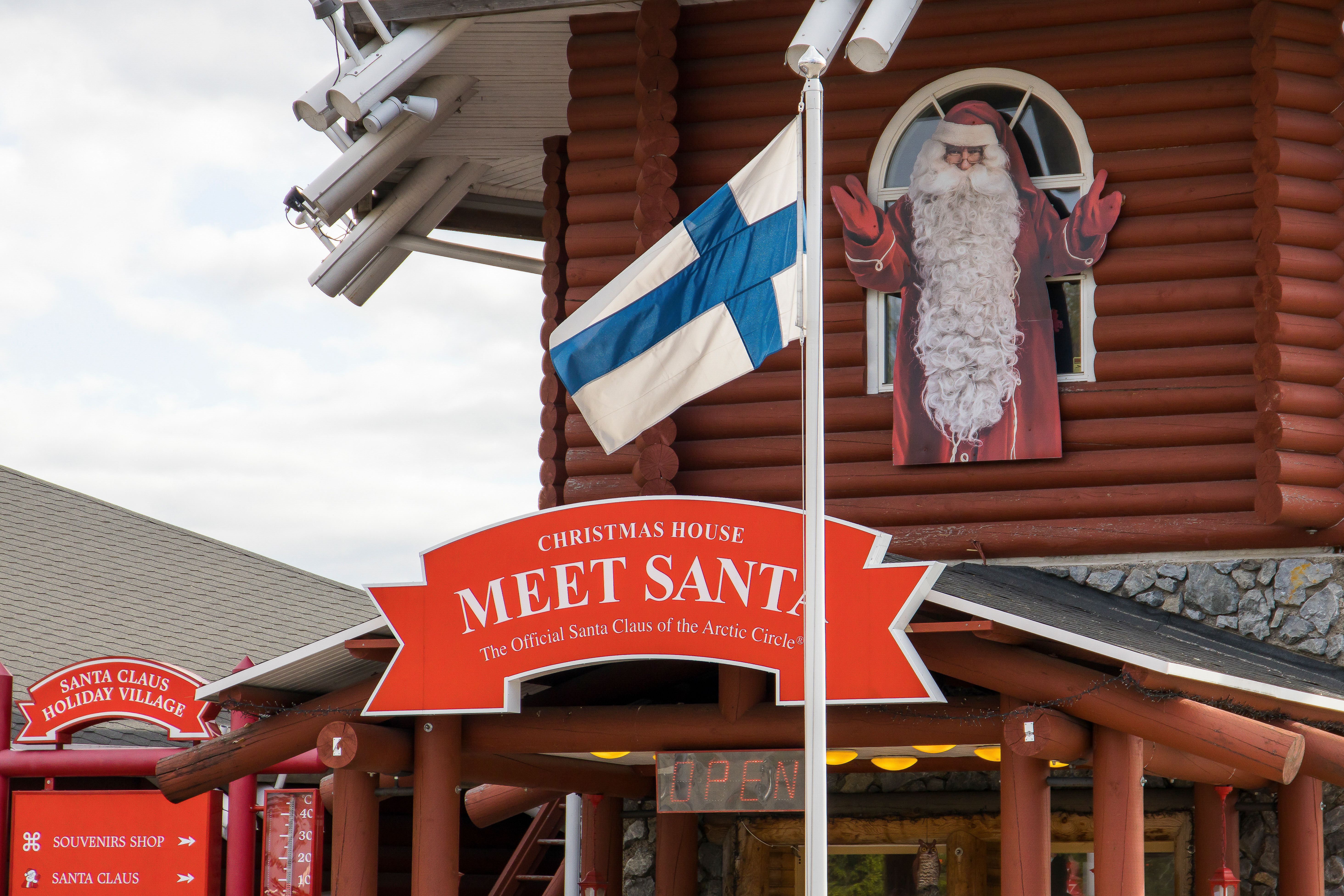 Meet Santa in the Christmas Village at the arctic circle in Rovaniemi, Finland
