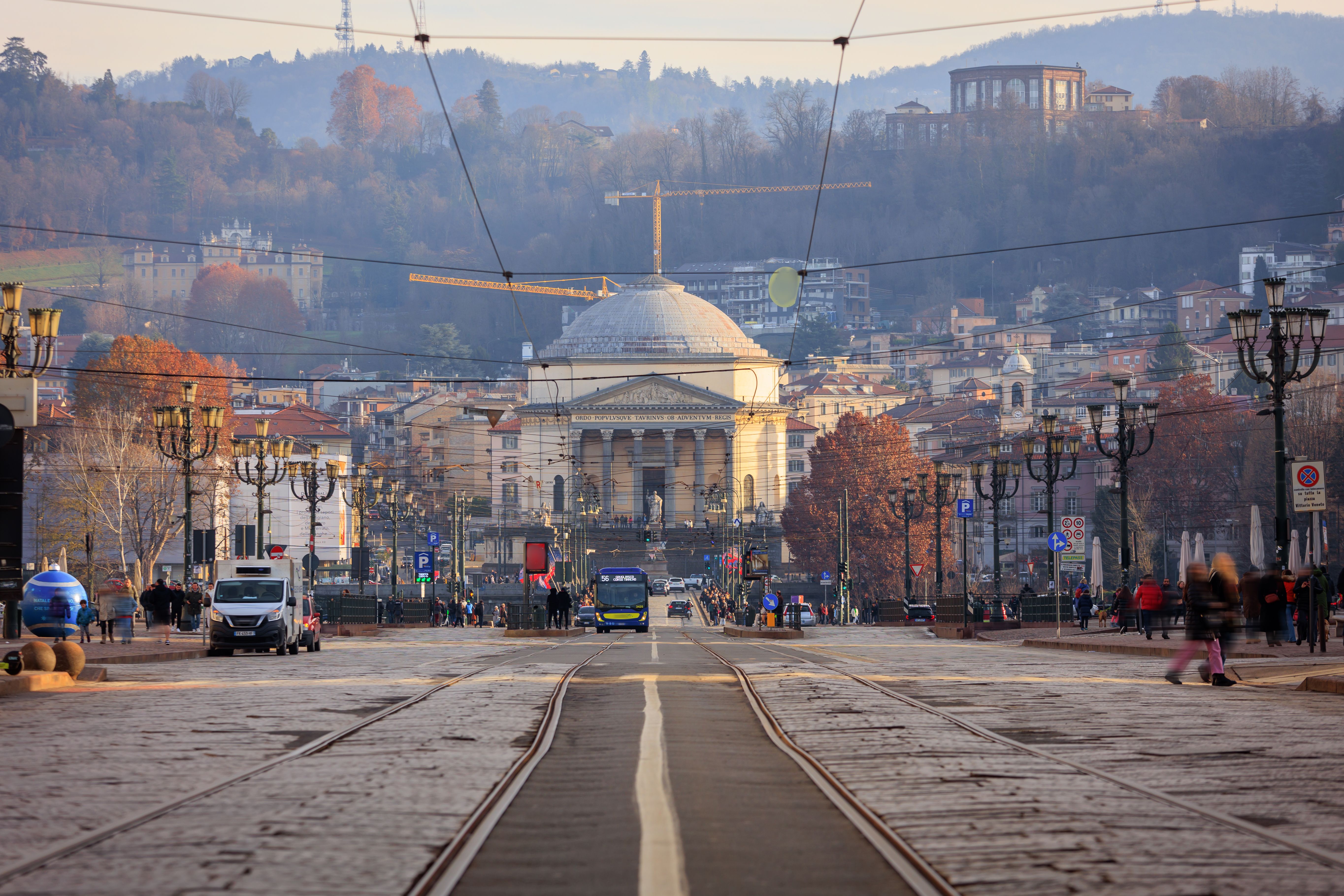 Turin street life, Gran Madre di Dio Church Turin street life, Gran Madre di Dio Church