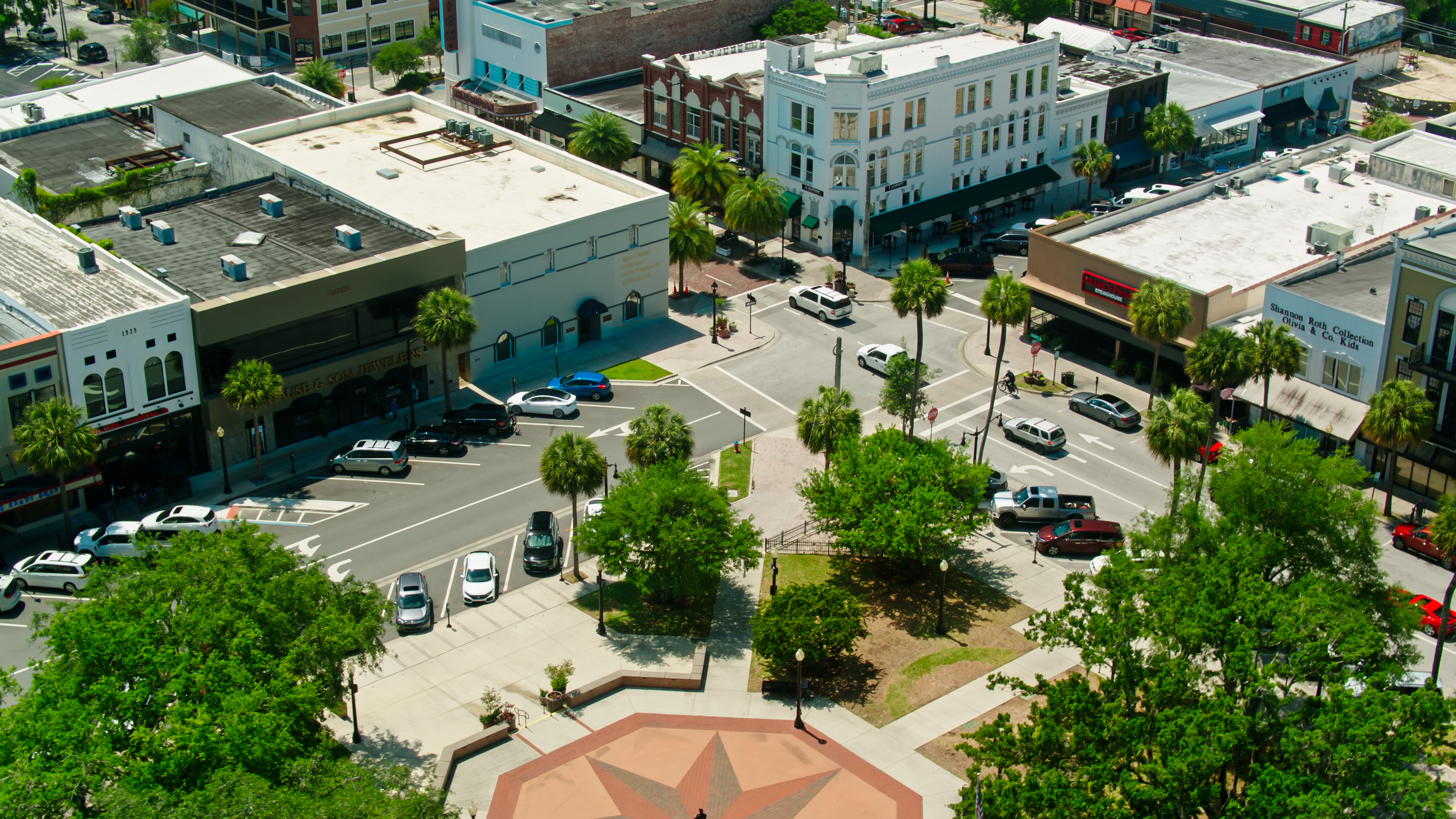 Birds Eye View of Downtown Square and Businesses in Ocala, FL Birds Eye View of Downtown Square and Businesses in Ocala, FL