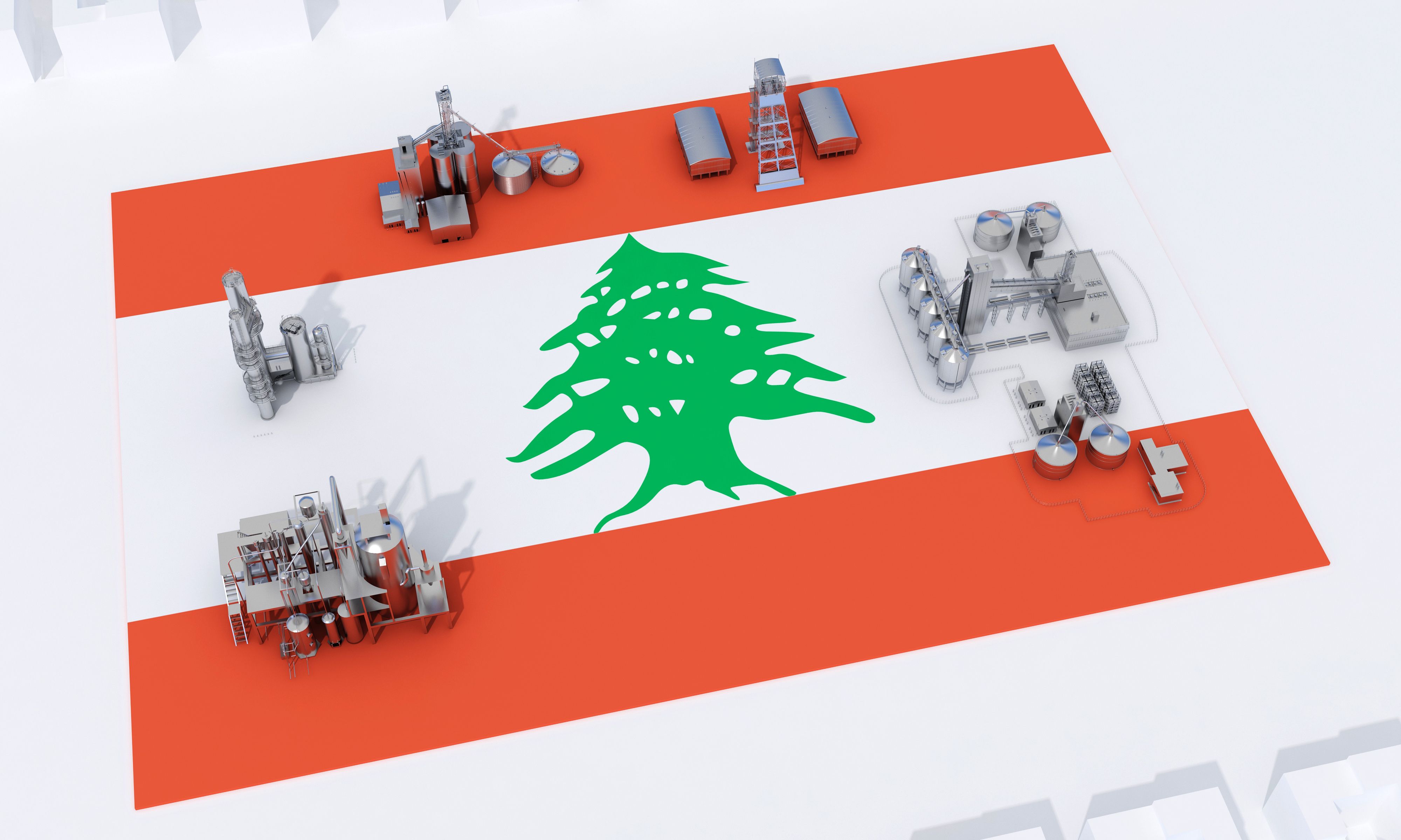 industrial plants on flag Lebanon