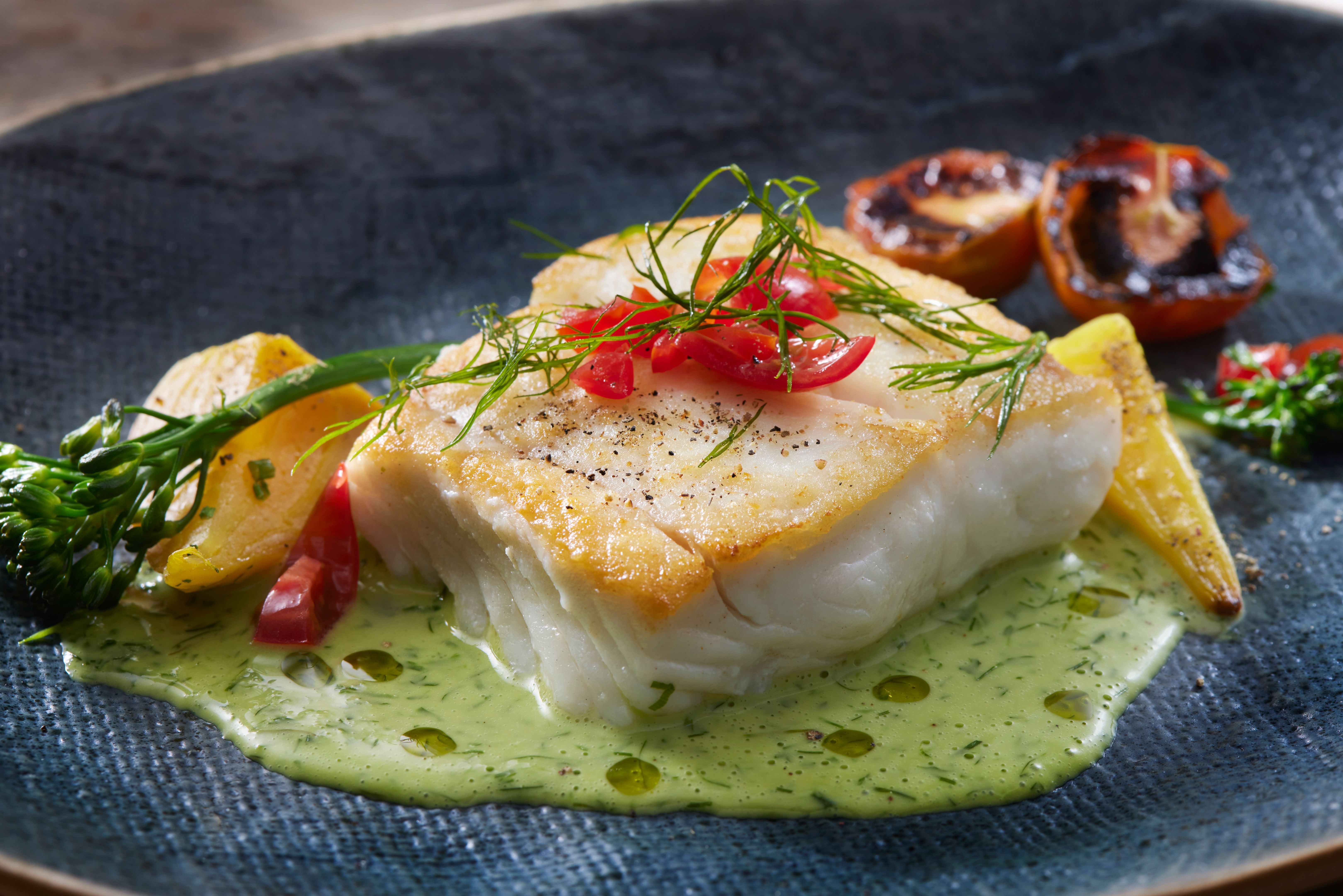 halibut dish