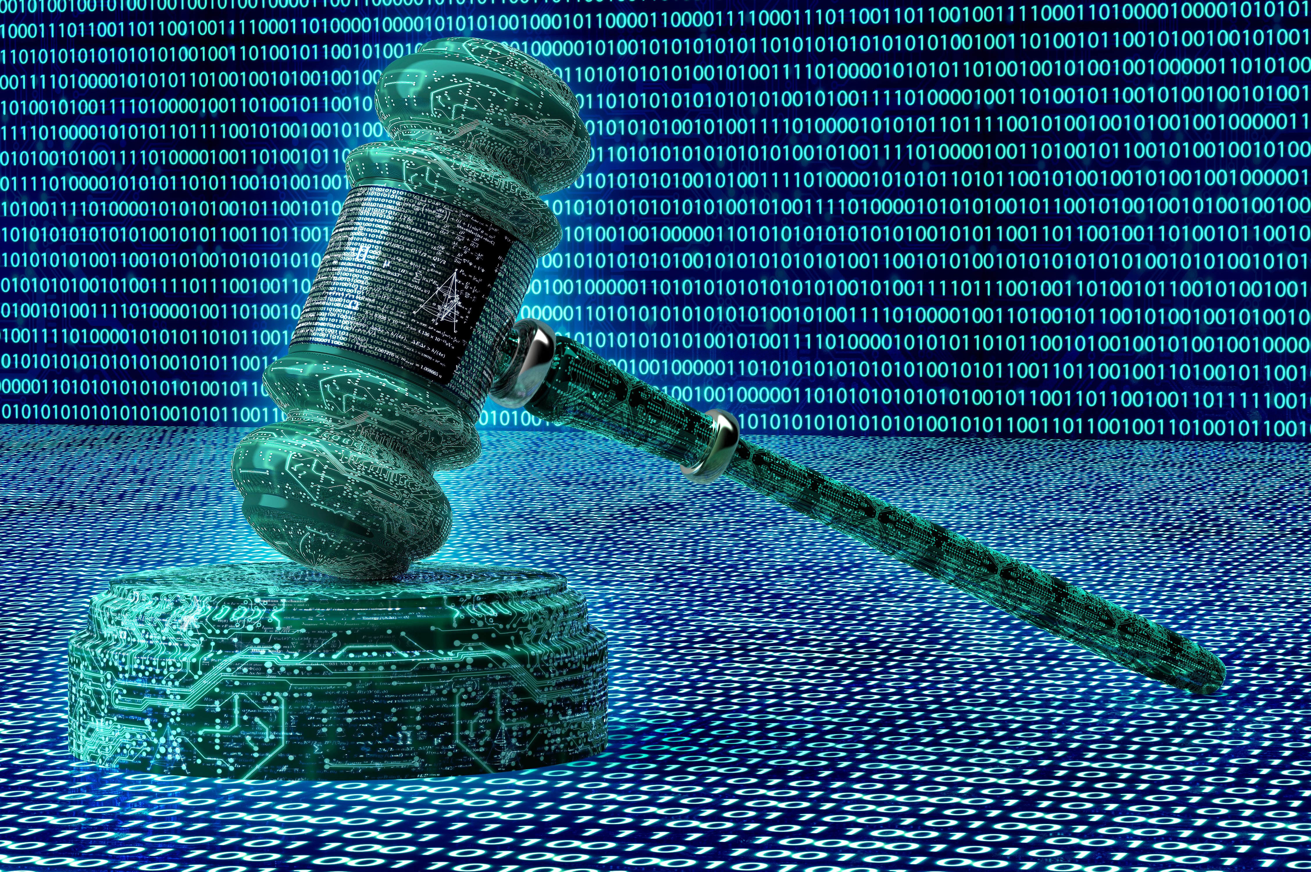 legal computer judge concept, cyber gavel,3D illustration legal computer judge concept, cyber gavel,3D illustration