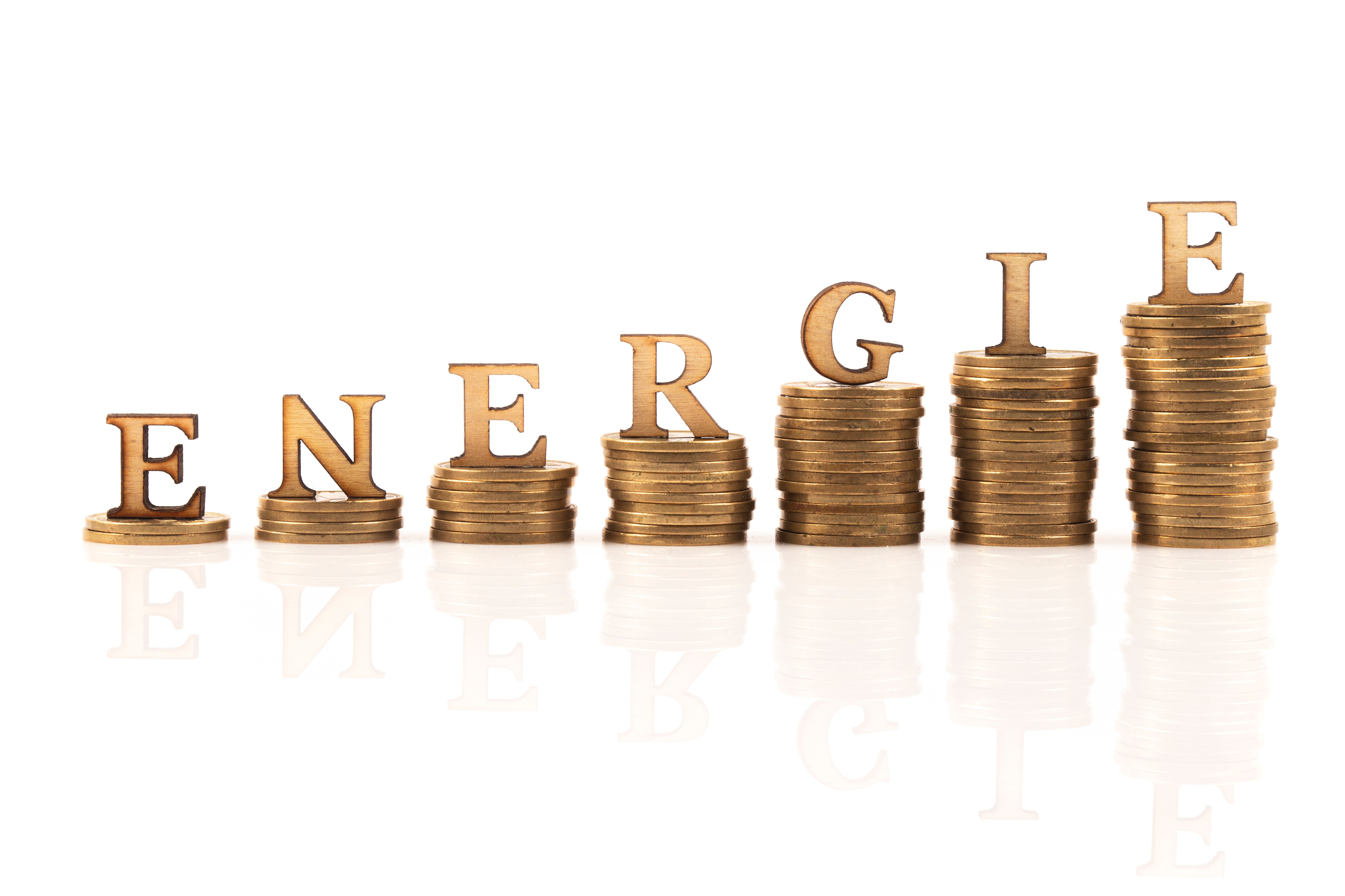 ENERGIE word on stack of coins