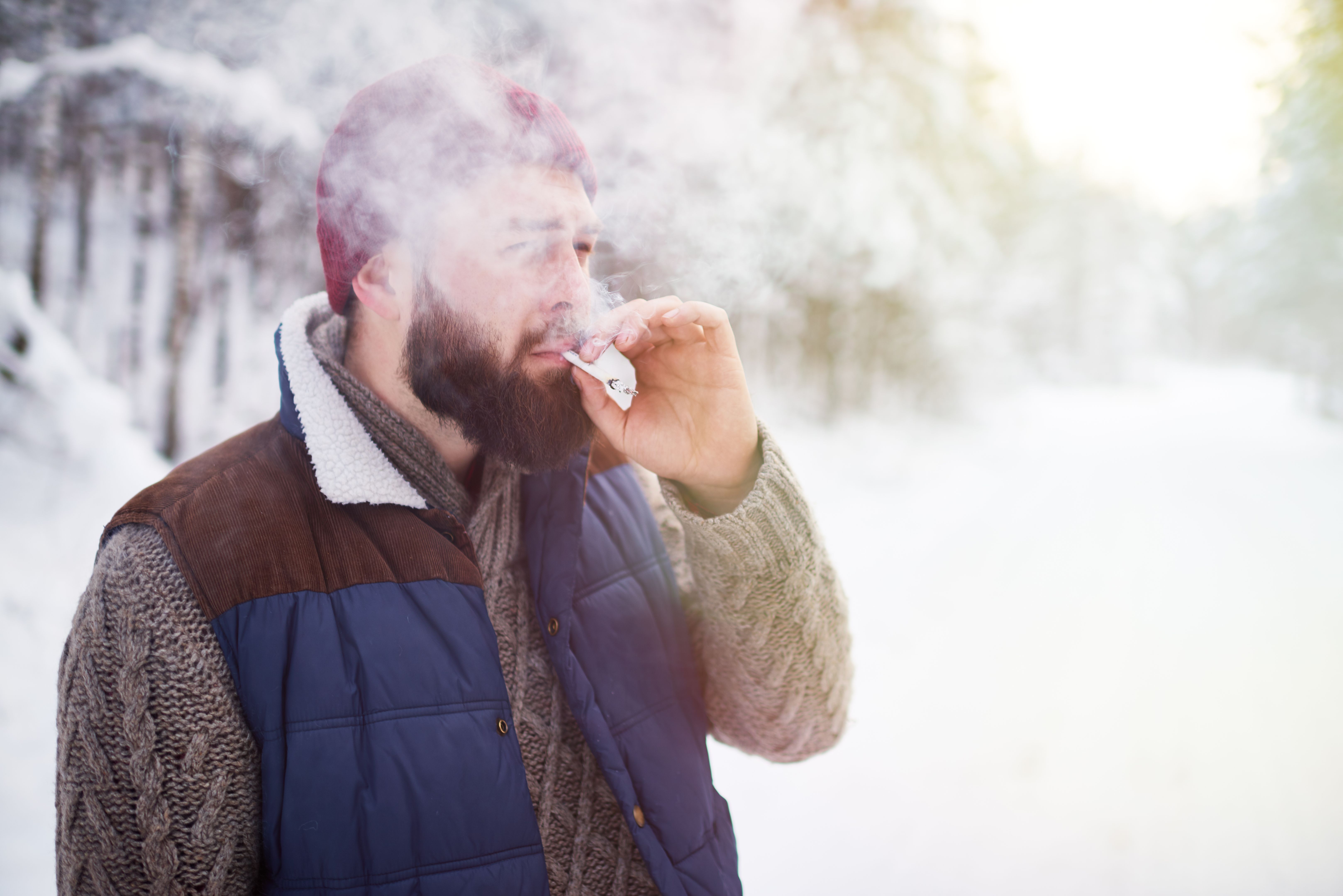 winter outdoor smoking