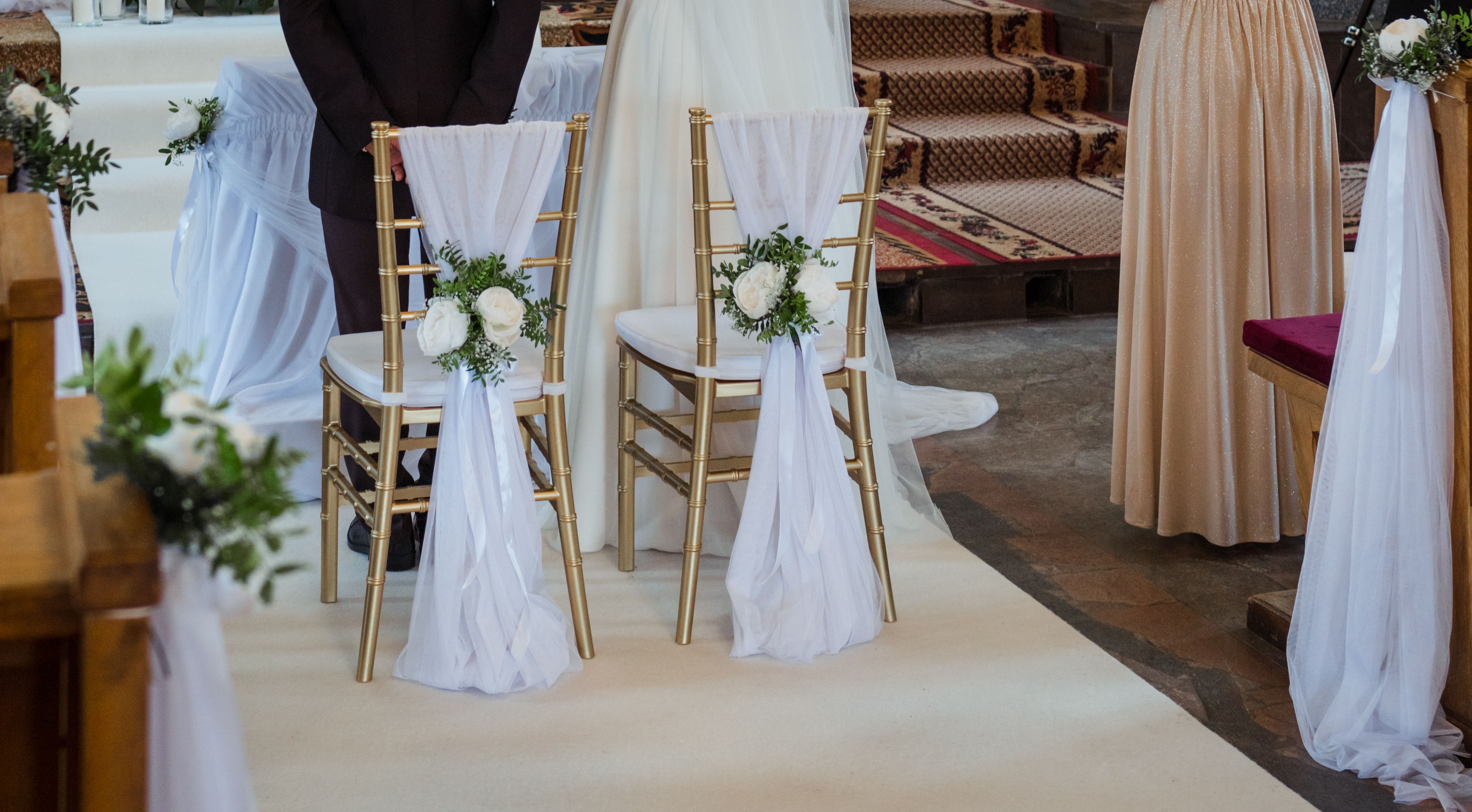 Decoration of chairs in wedding