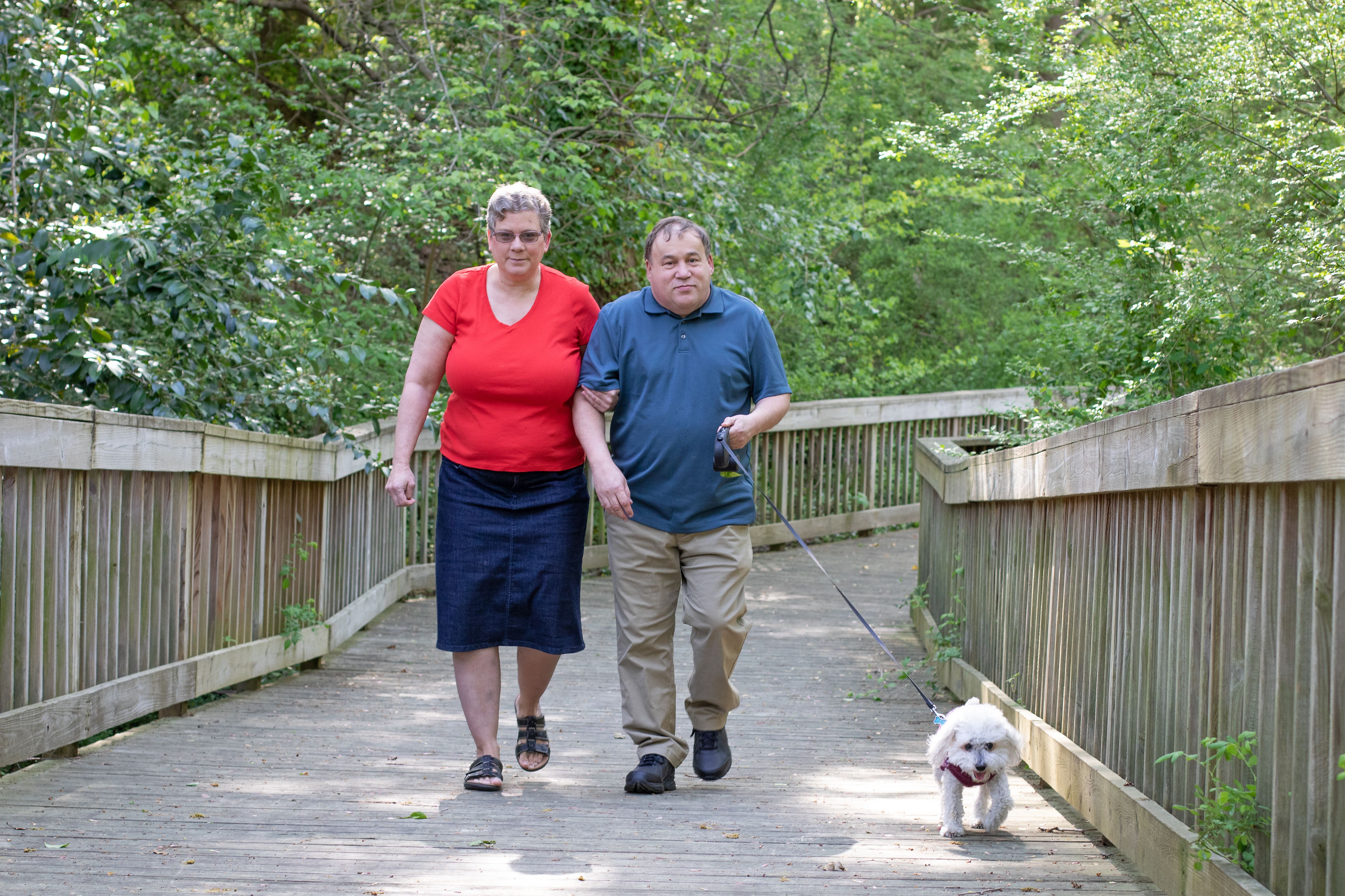 Autistic man and caretaker
