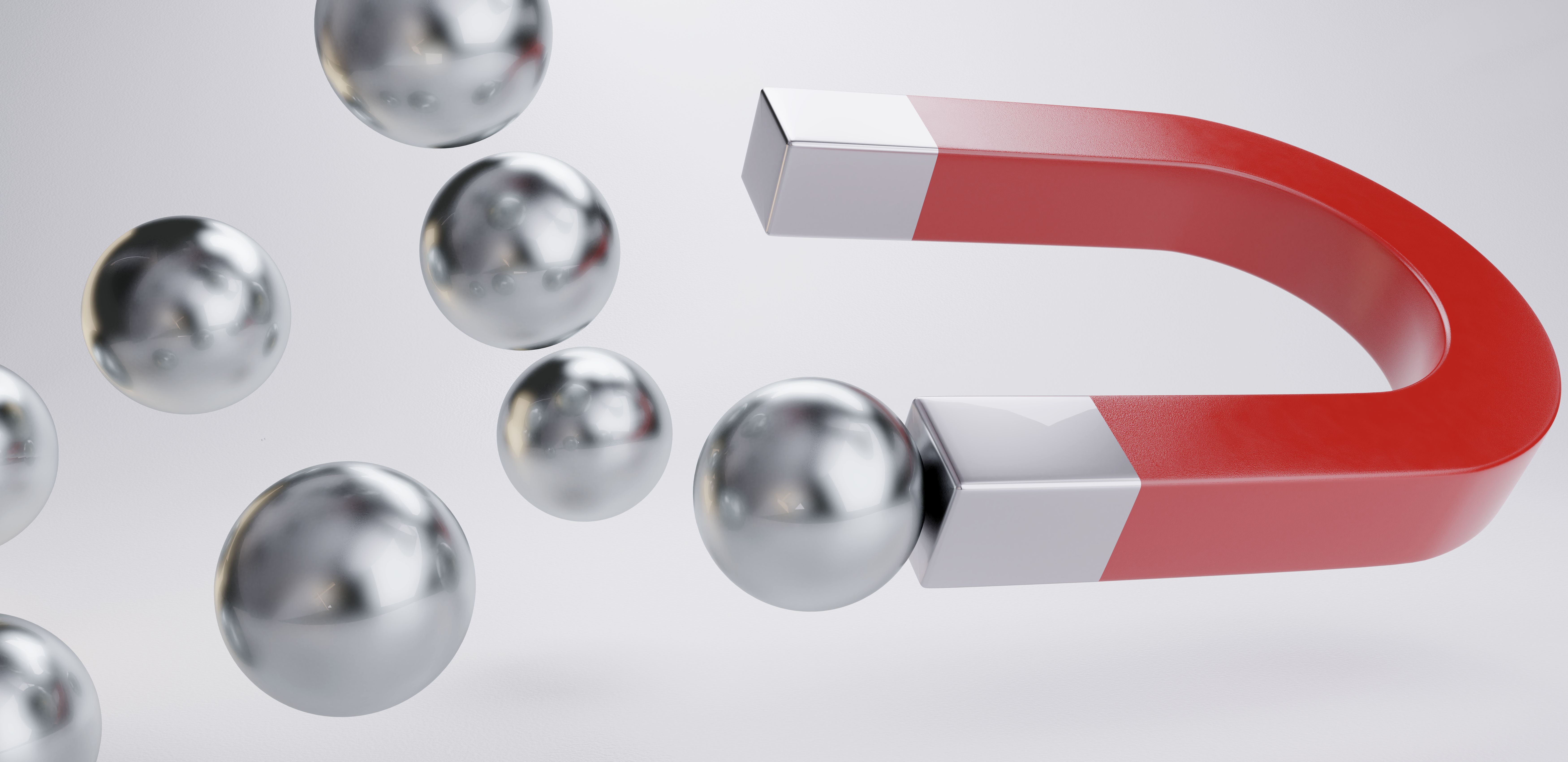 magnet chrome balls magnetic design 3d-illustration