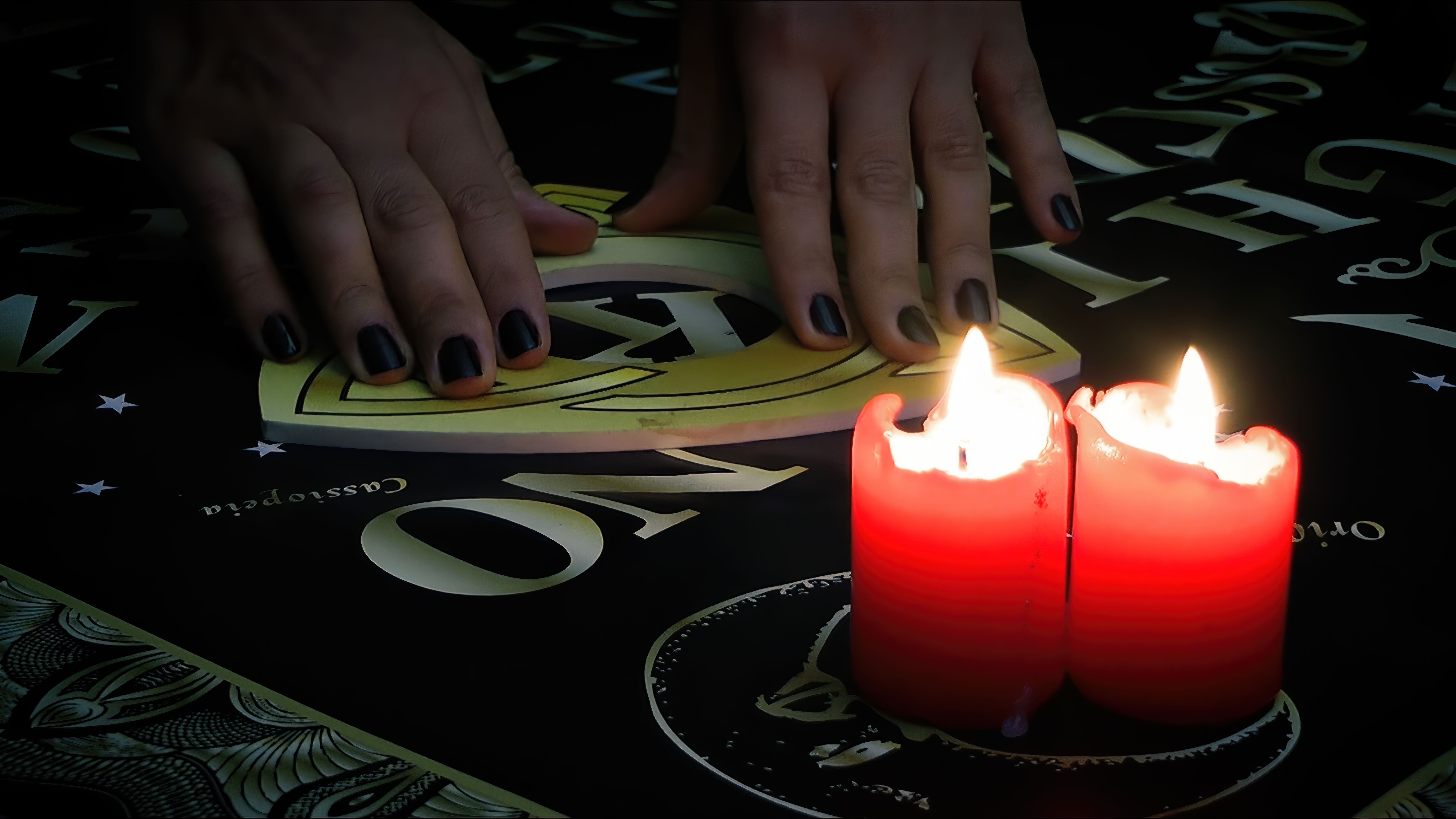 Witchcraft Spiritual Game Ouija Board and Fire