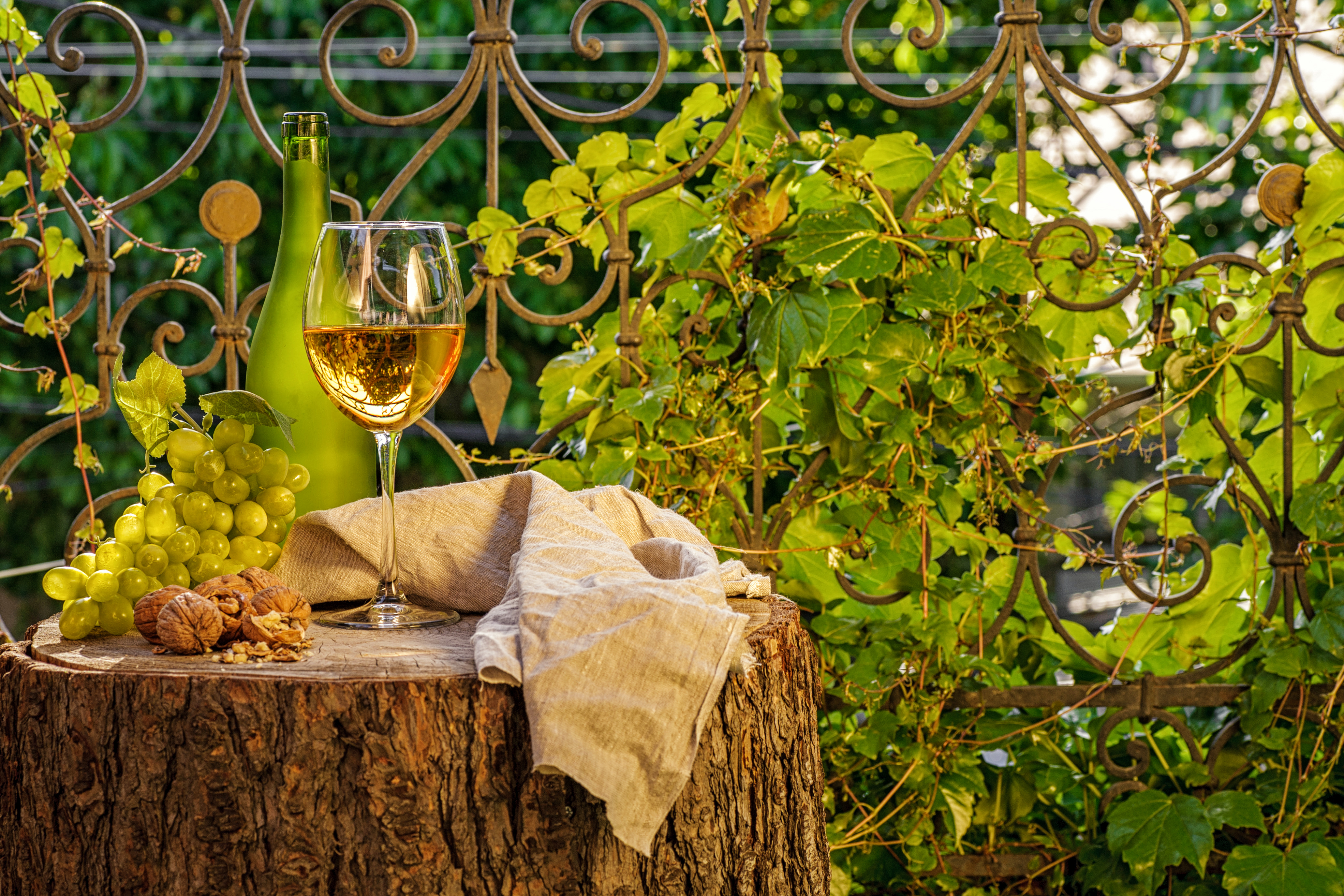 Amber wine in the glass. Georgian national wine according to old technology.
