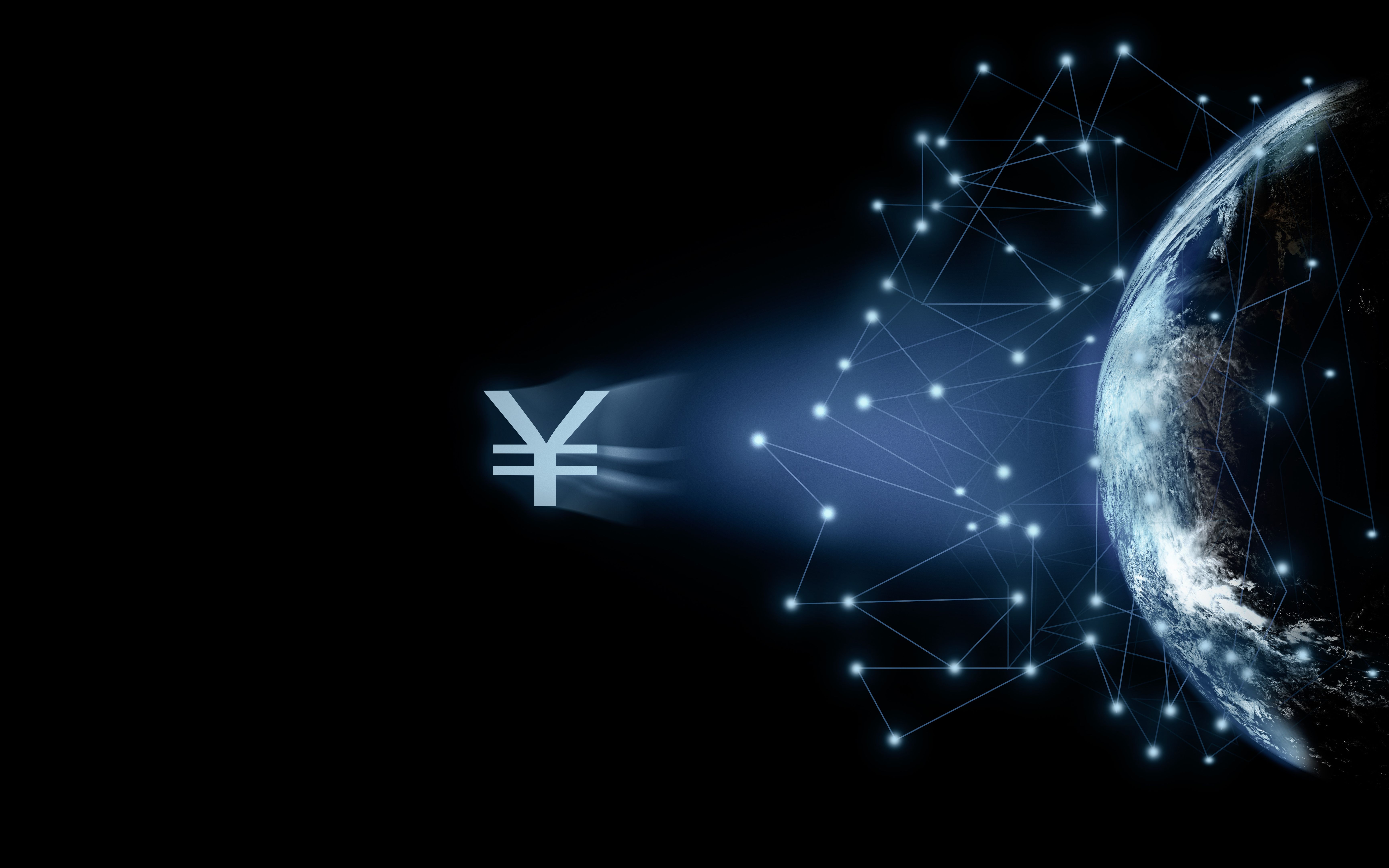 Yen or Yuan Currency Symbol Shines Through Earth