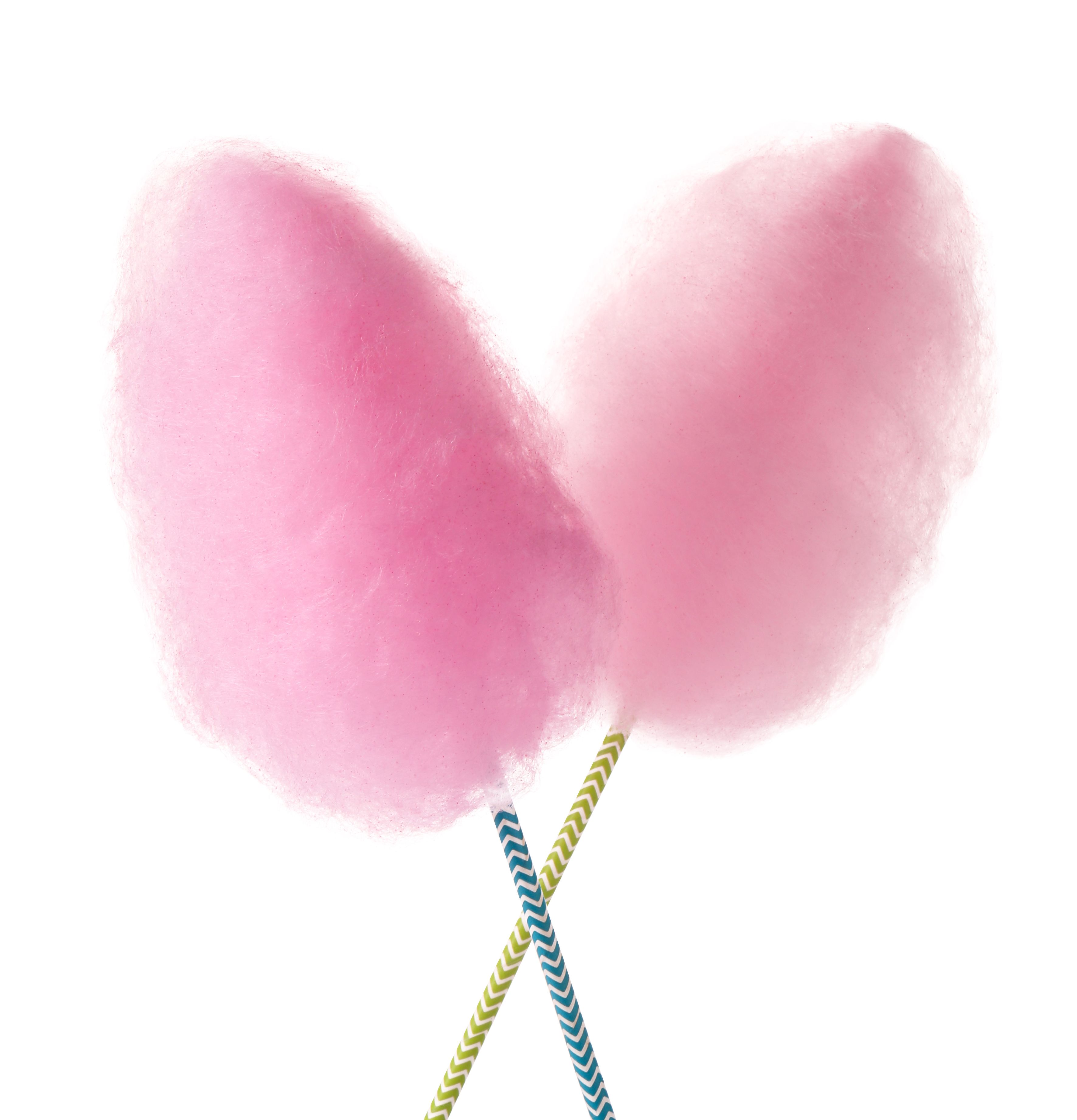 Two sweet pink cotton candies isolated on white Two sweet pink cotton candies isolated on white