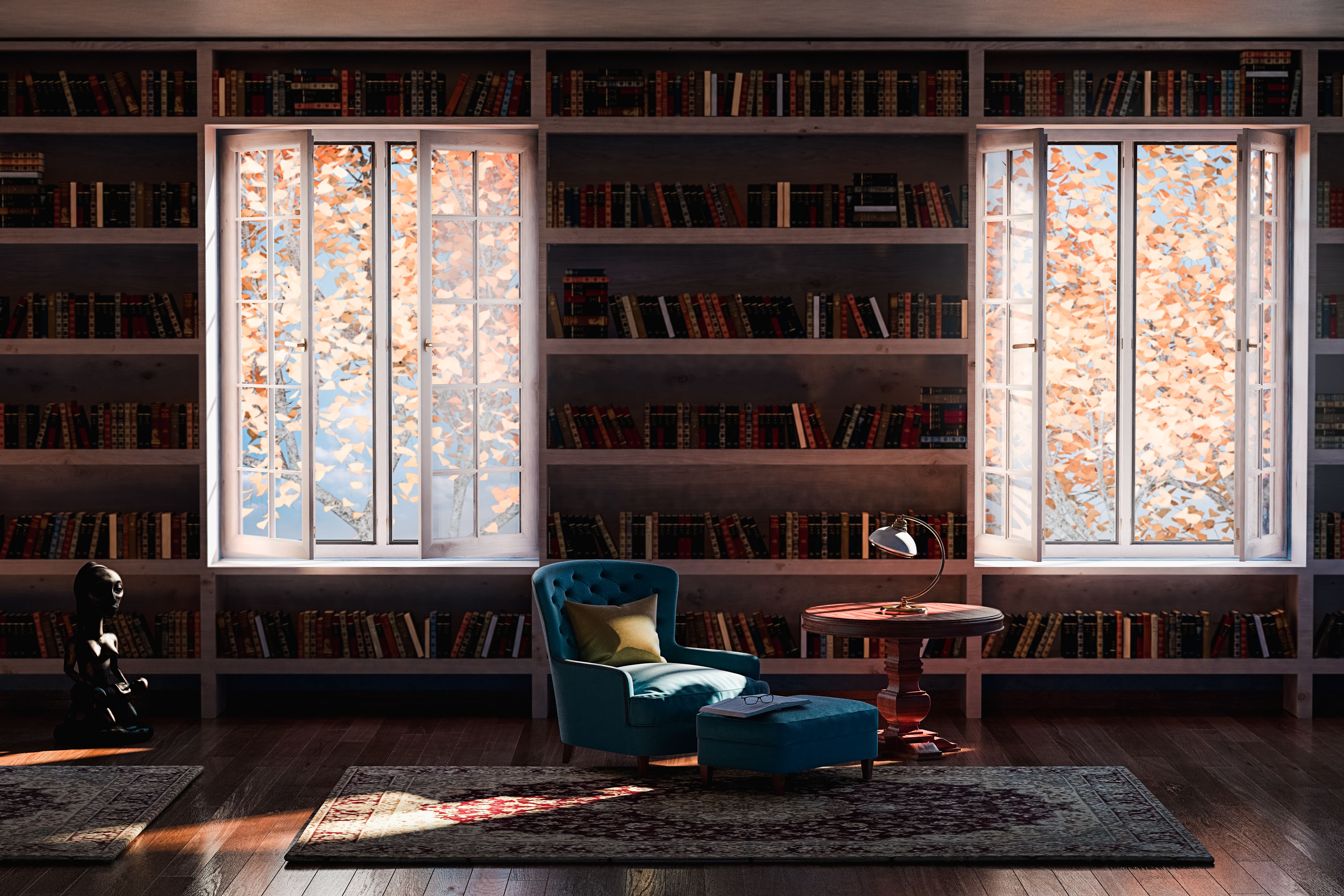 Living Room with a Library