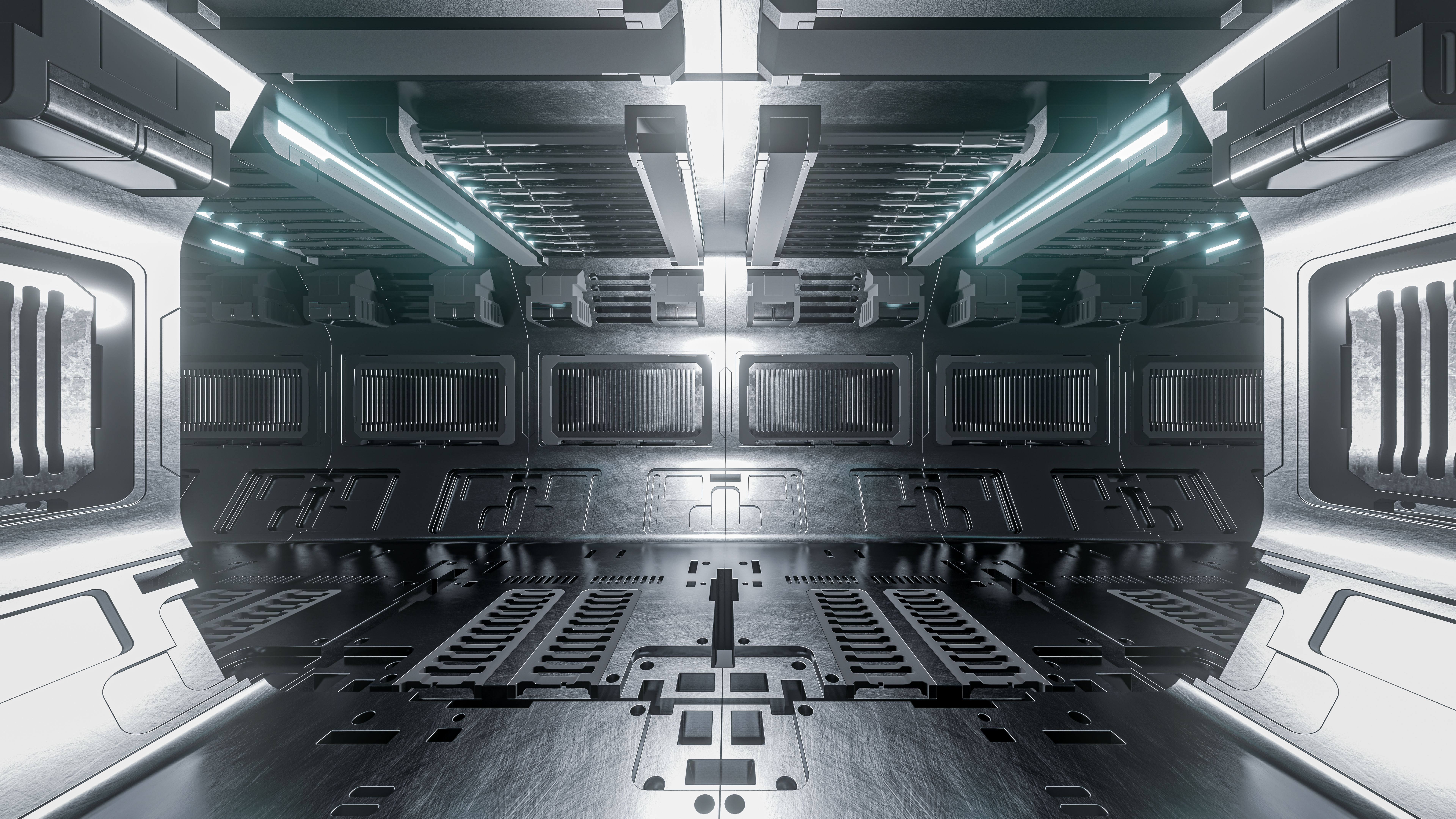 sci-fi spaceship corridors background
