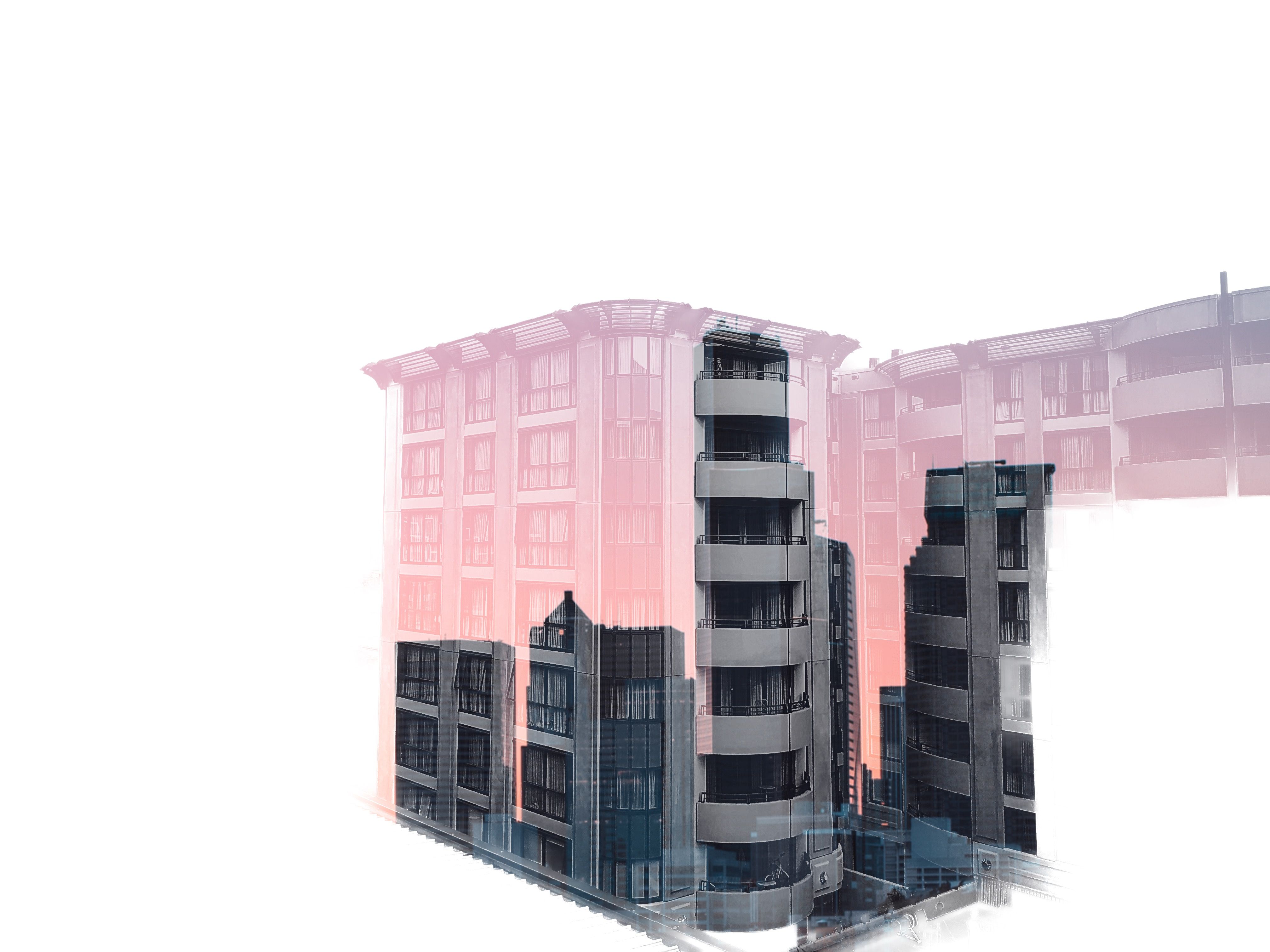 Double exposed modern architecture Double exposed modern architecture