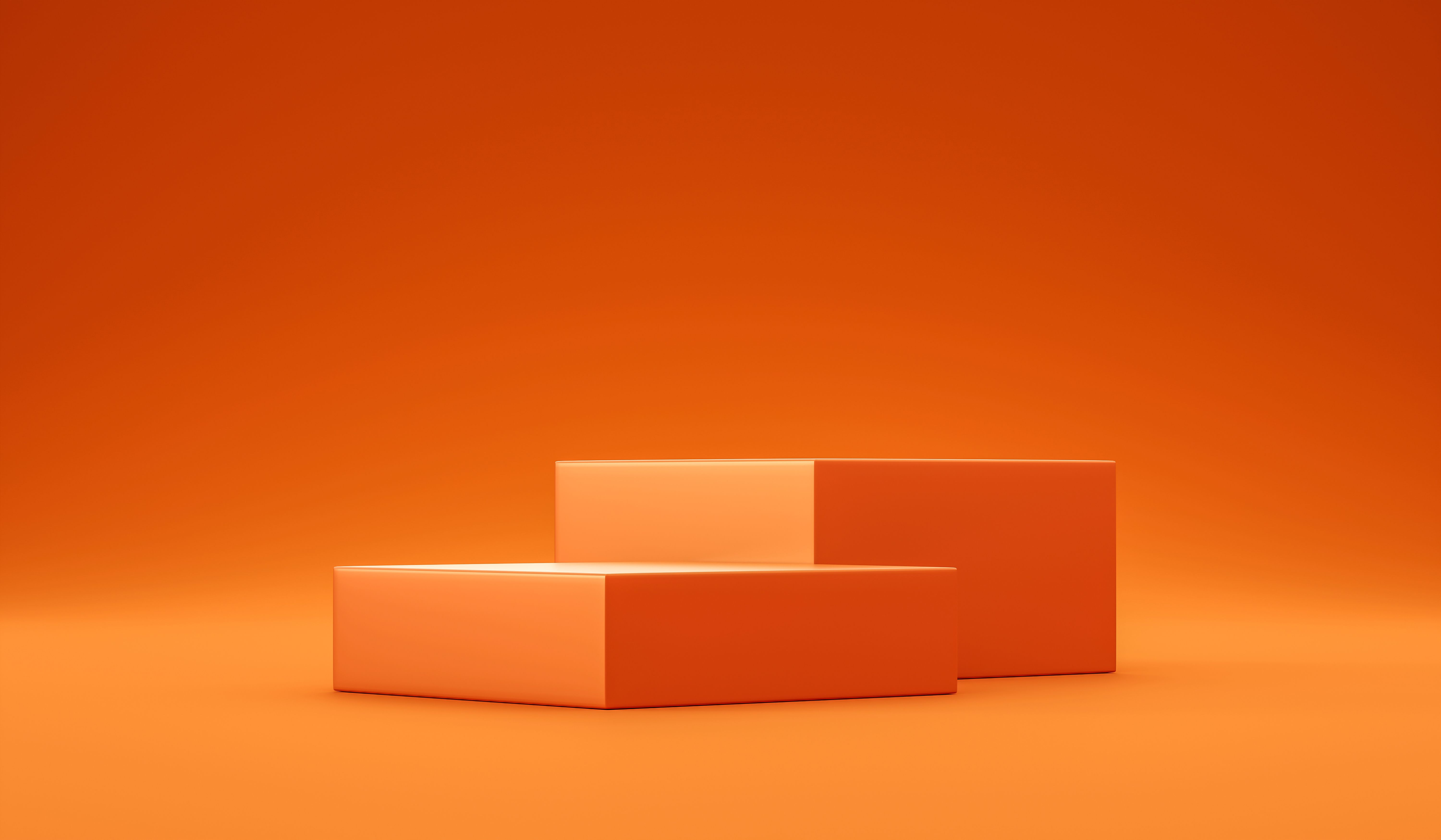 Empty orange cube podium product background 3d display platform stage of geometric stand pedestal scene studio space or blank presentation exhibition steps and mockup showcase on advertising backdrop. Empty orange cube podium product background 3d display platform stage of geometric stand pedestal scene studio space or blank presentation exhibition steps and mockup showcase on advertising backdrop.