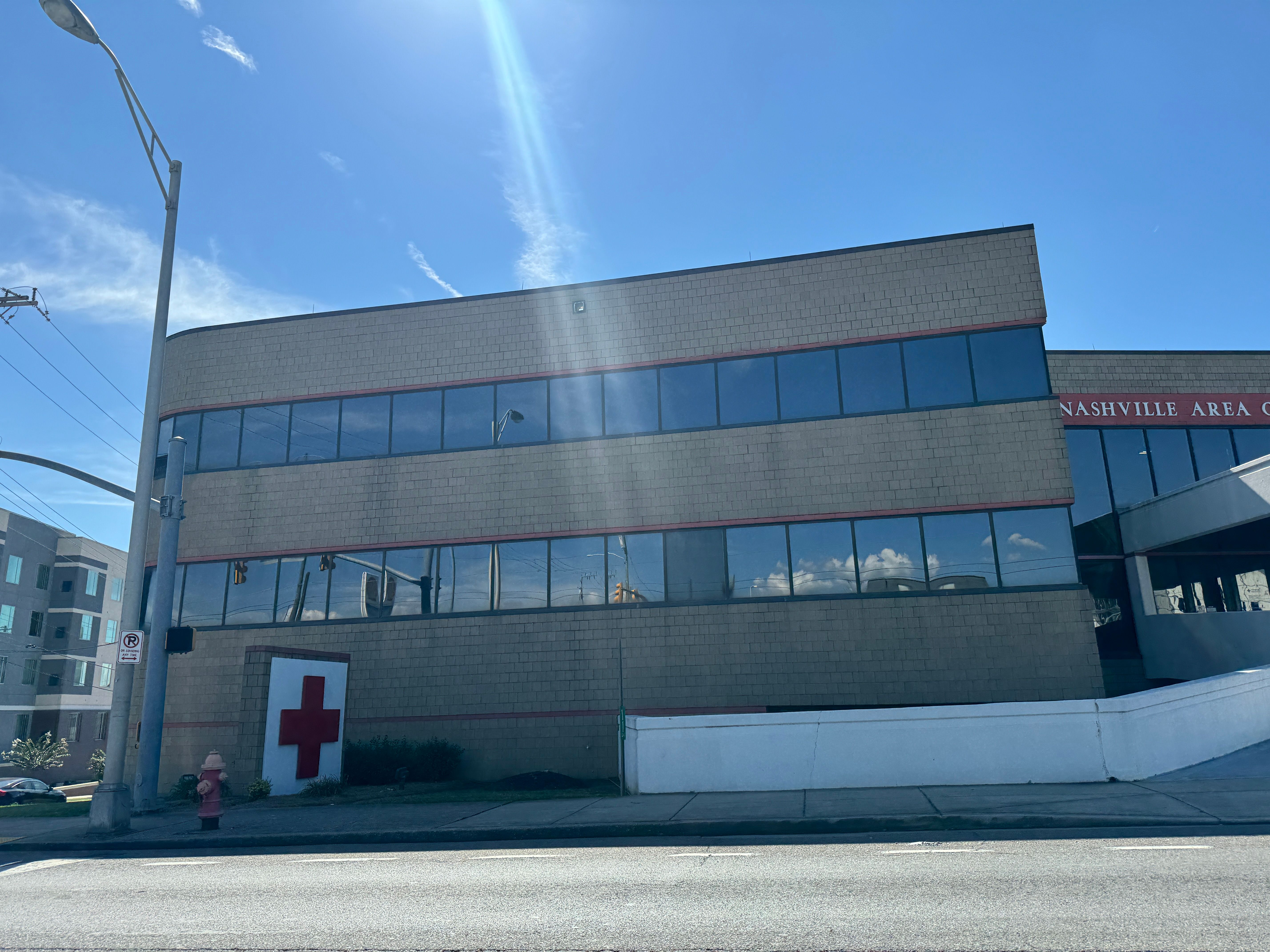 Nashville Area Red Cross building on a sunny day, showcasing the facility's location and architecture on September 20, 2024
