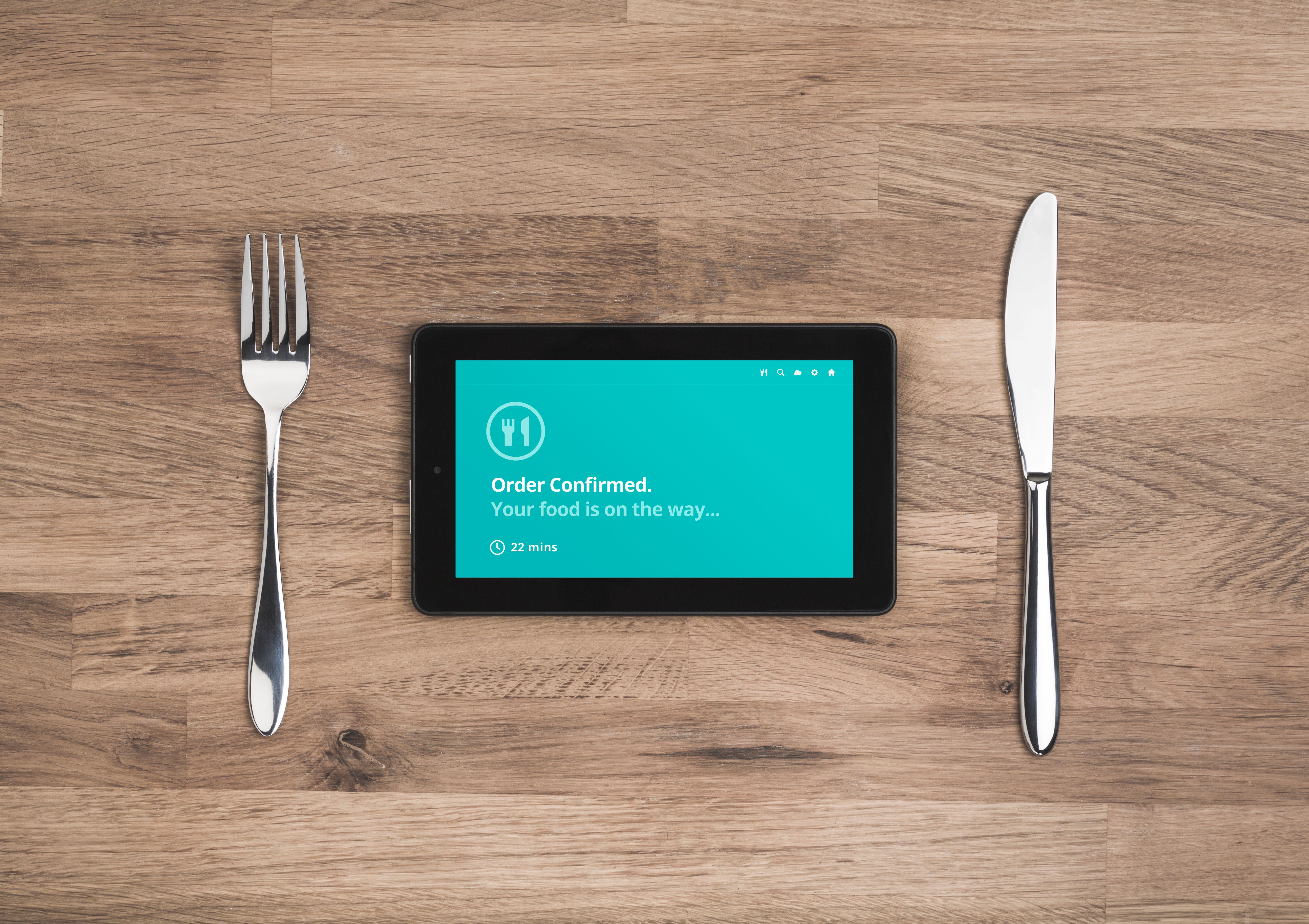 food order online confirmation on mobile tablet