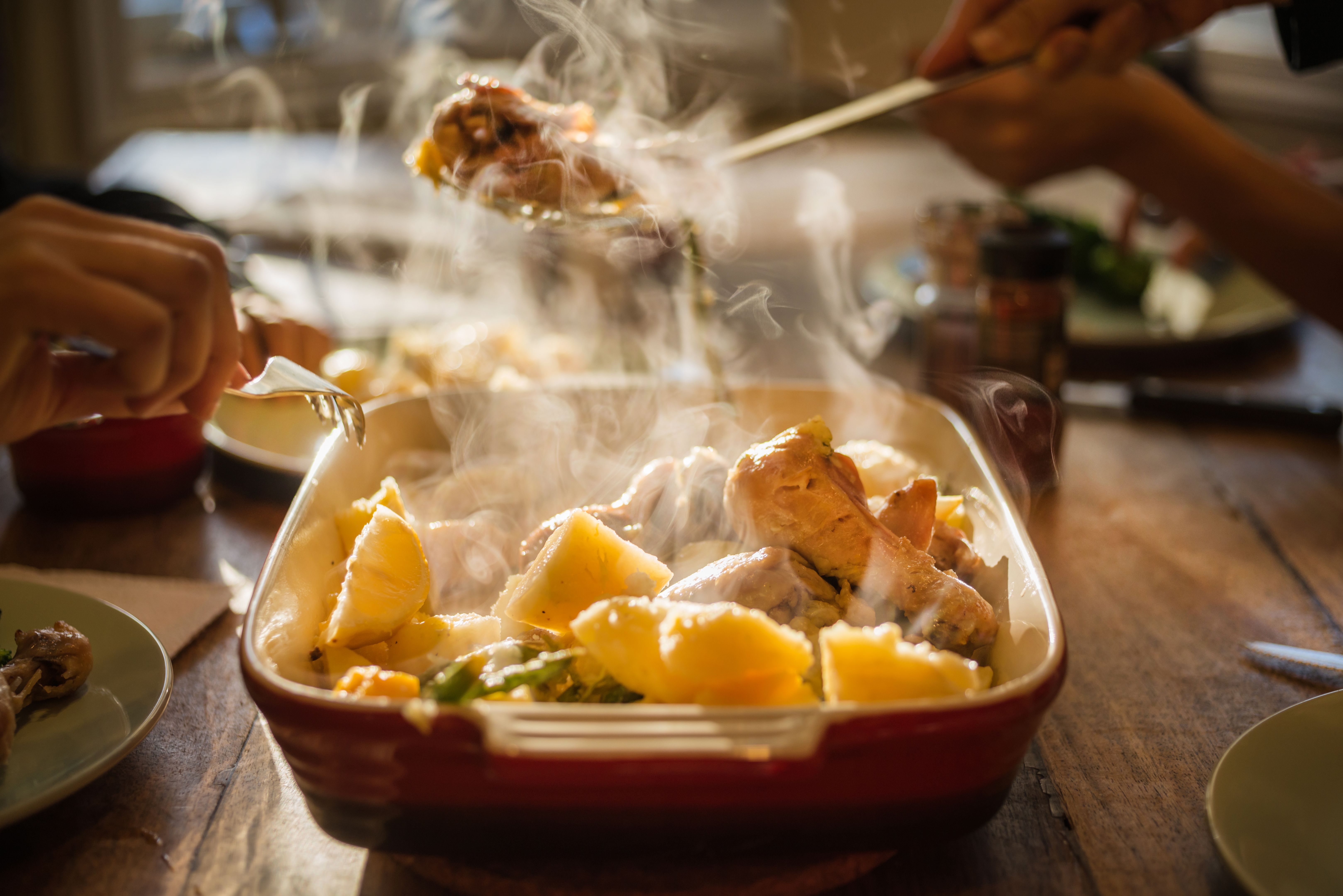 serving chicken potatoes