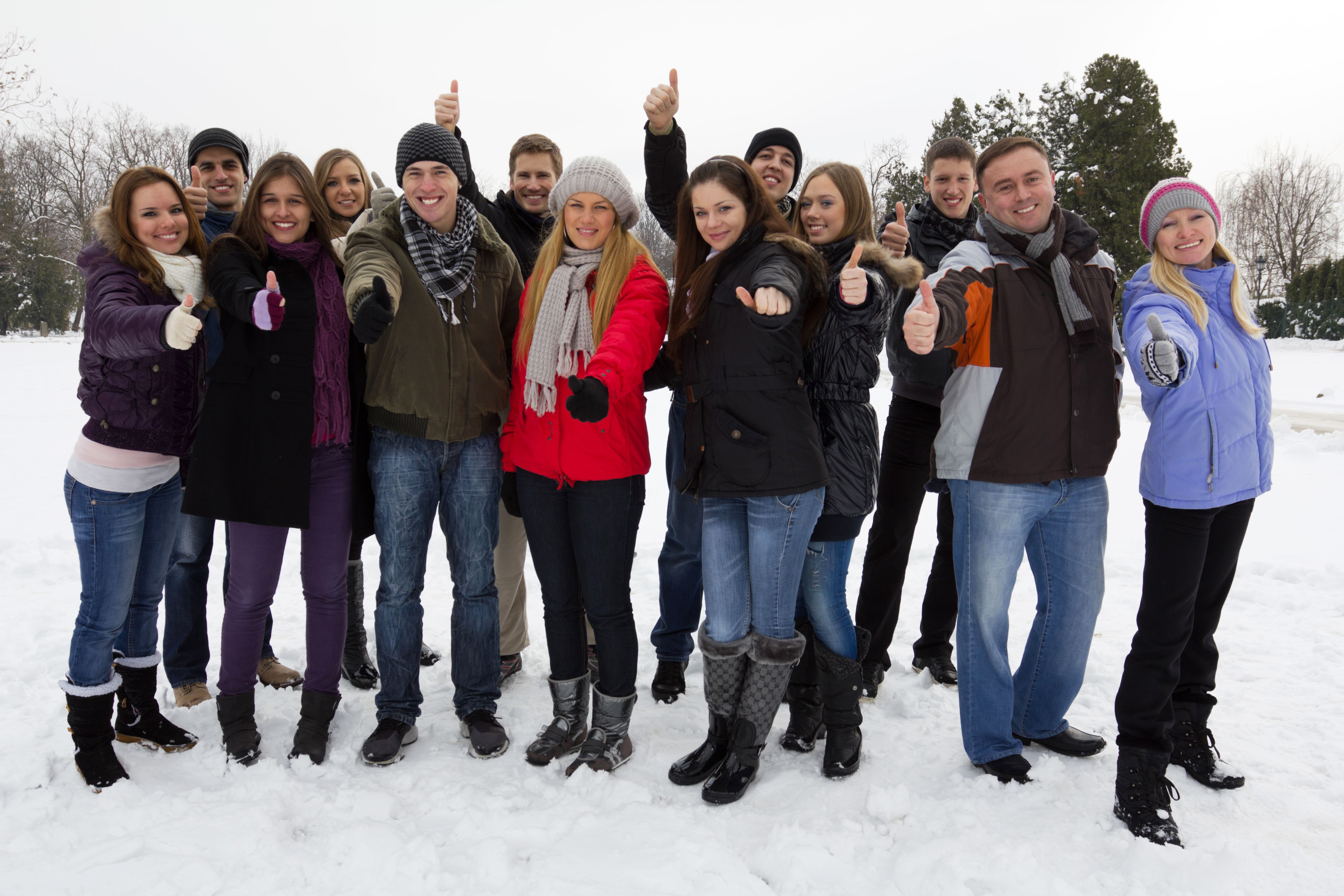 team in winter clothing