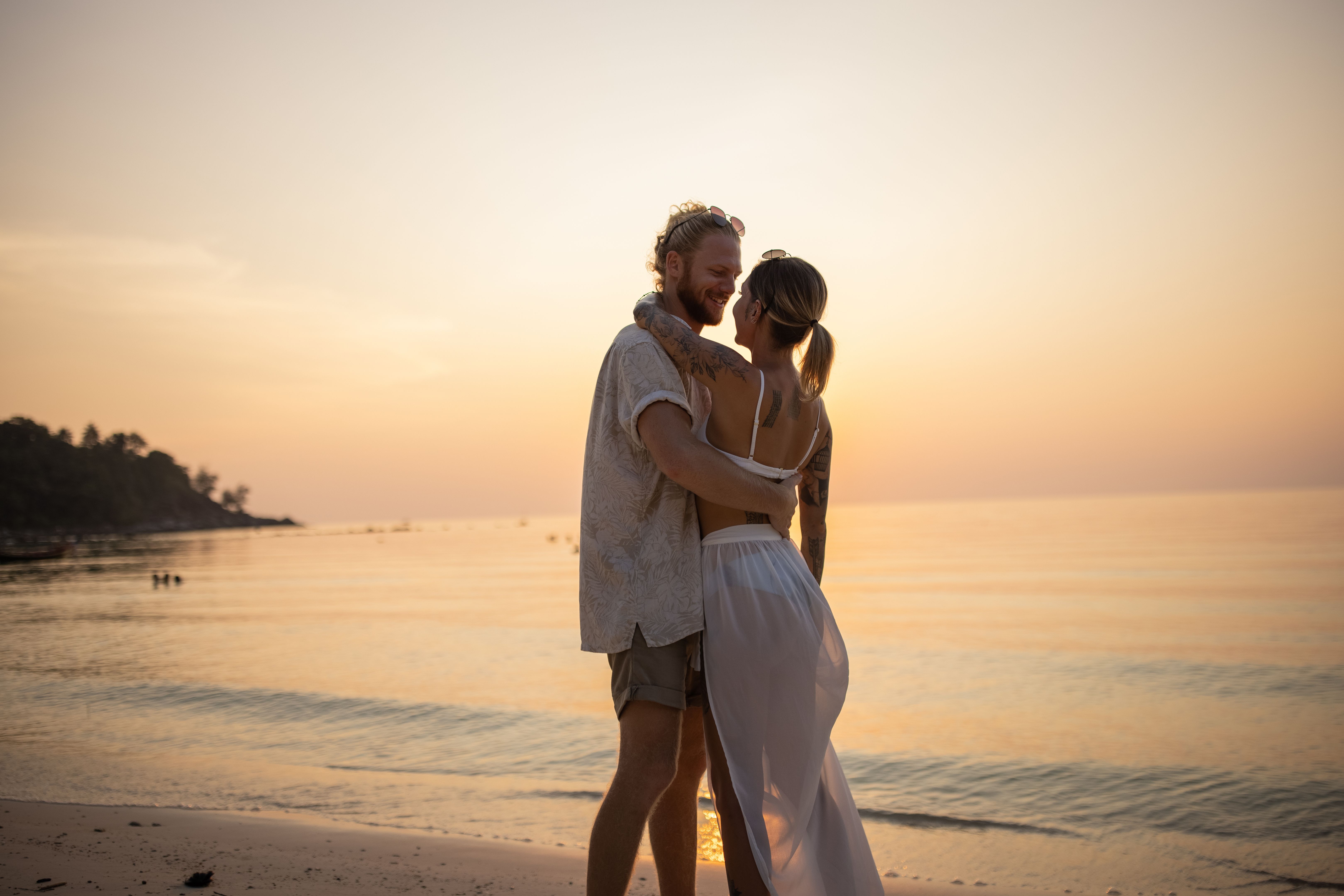 romantic couple beach