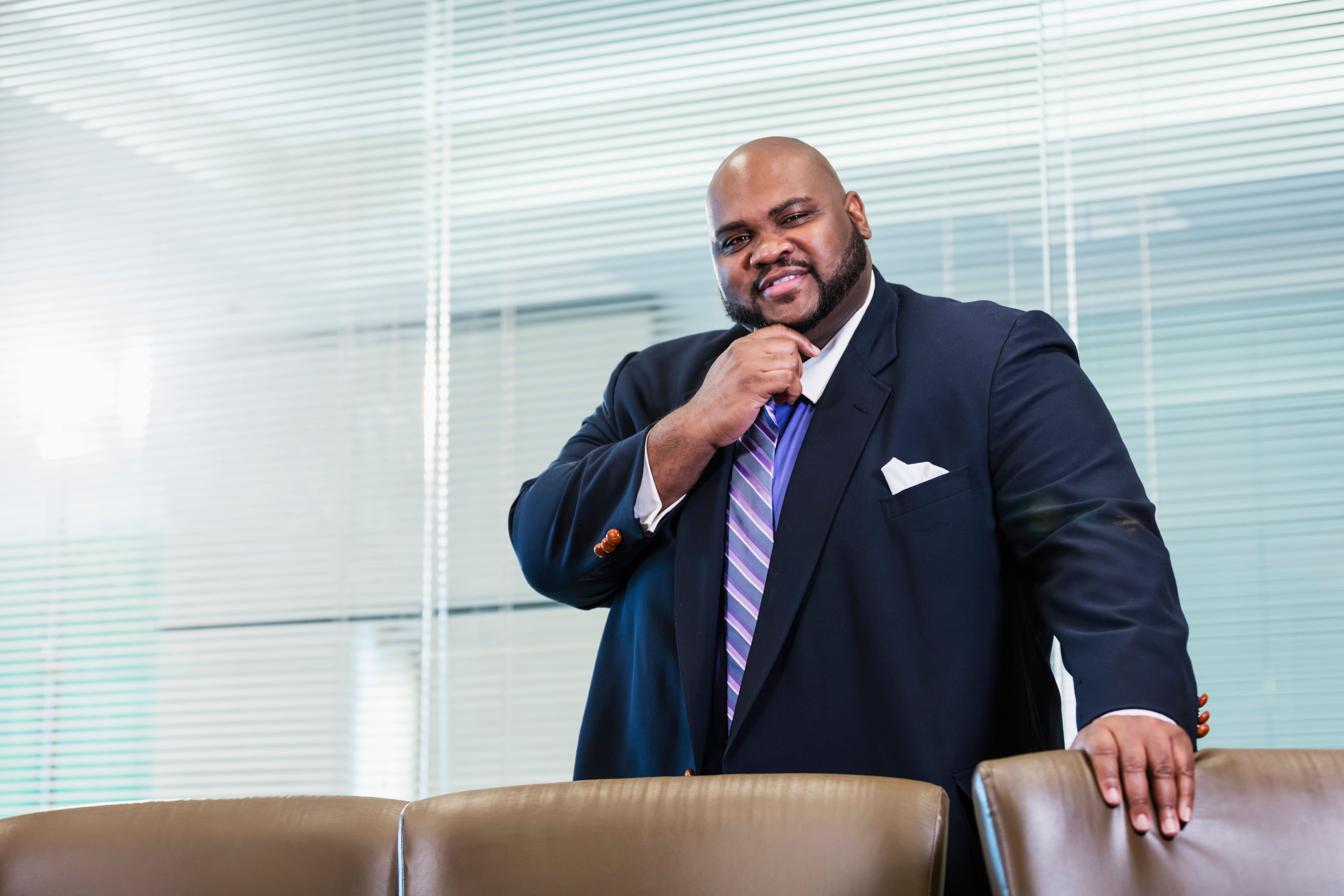 African-American businessman with large build African-American businessman with large build