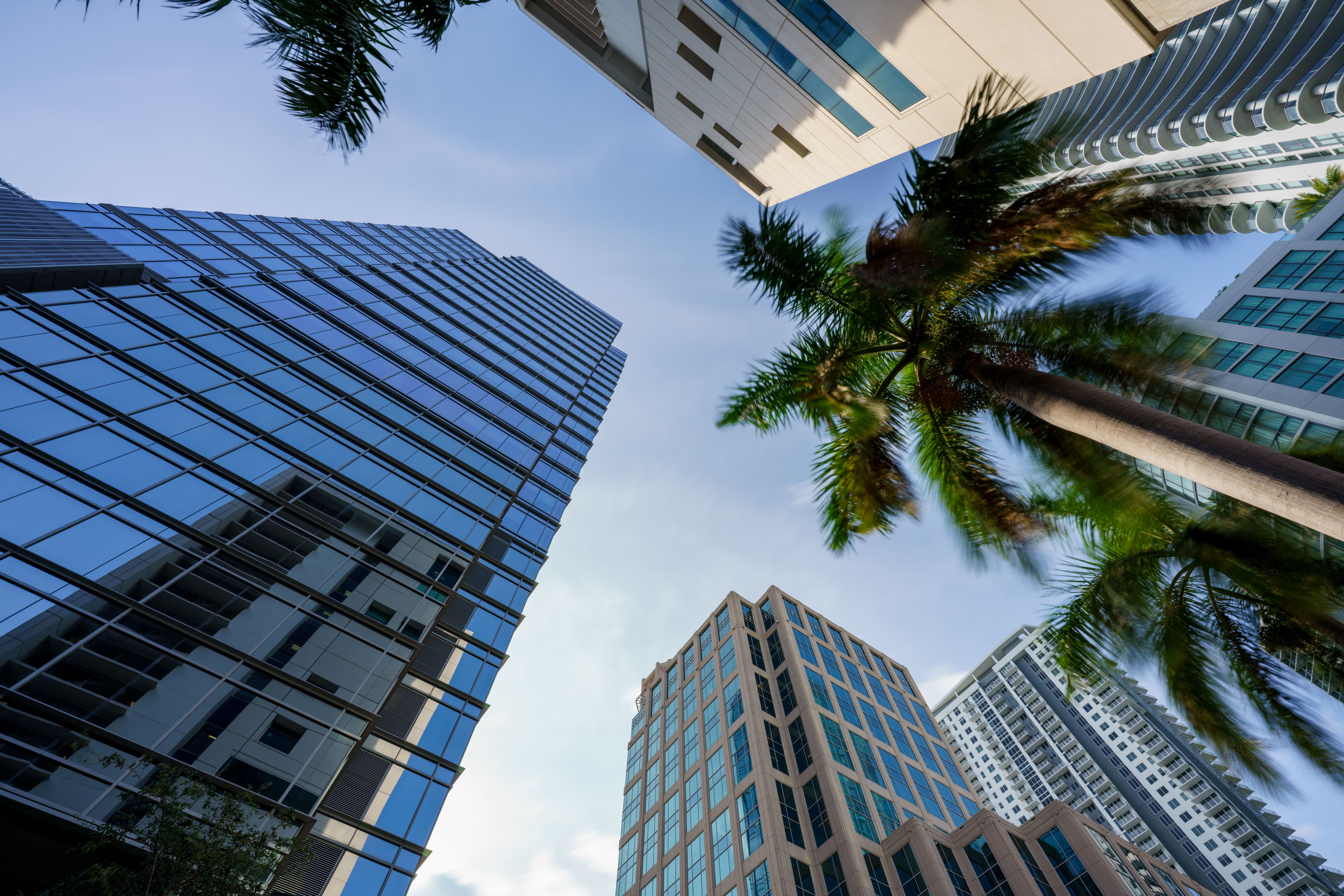 Ground angle photo of highrise buildings in Fort Lauderdale Florida