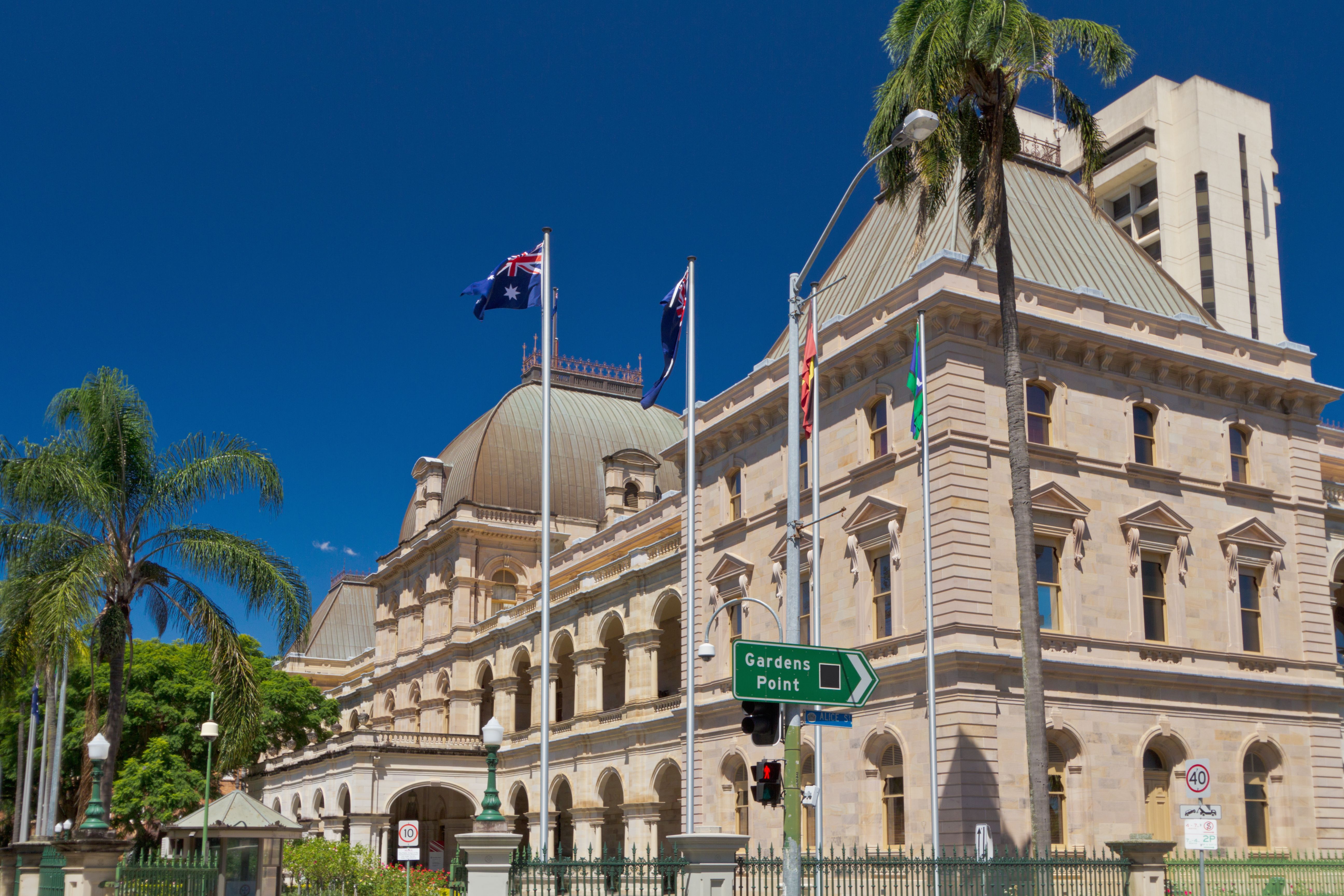 Exterior view of Brisbane under clear blue sky