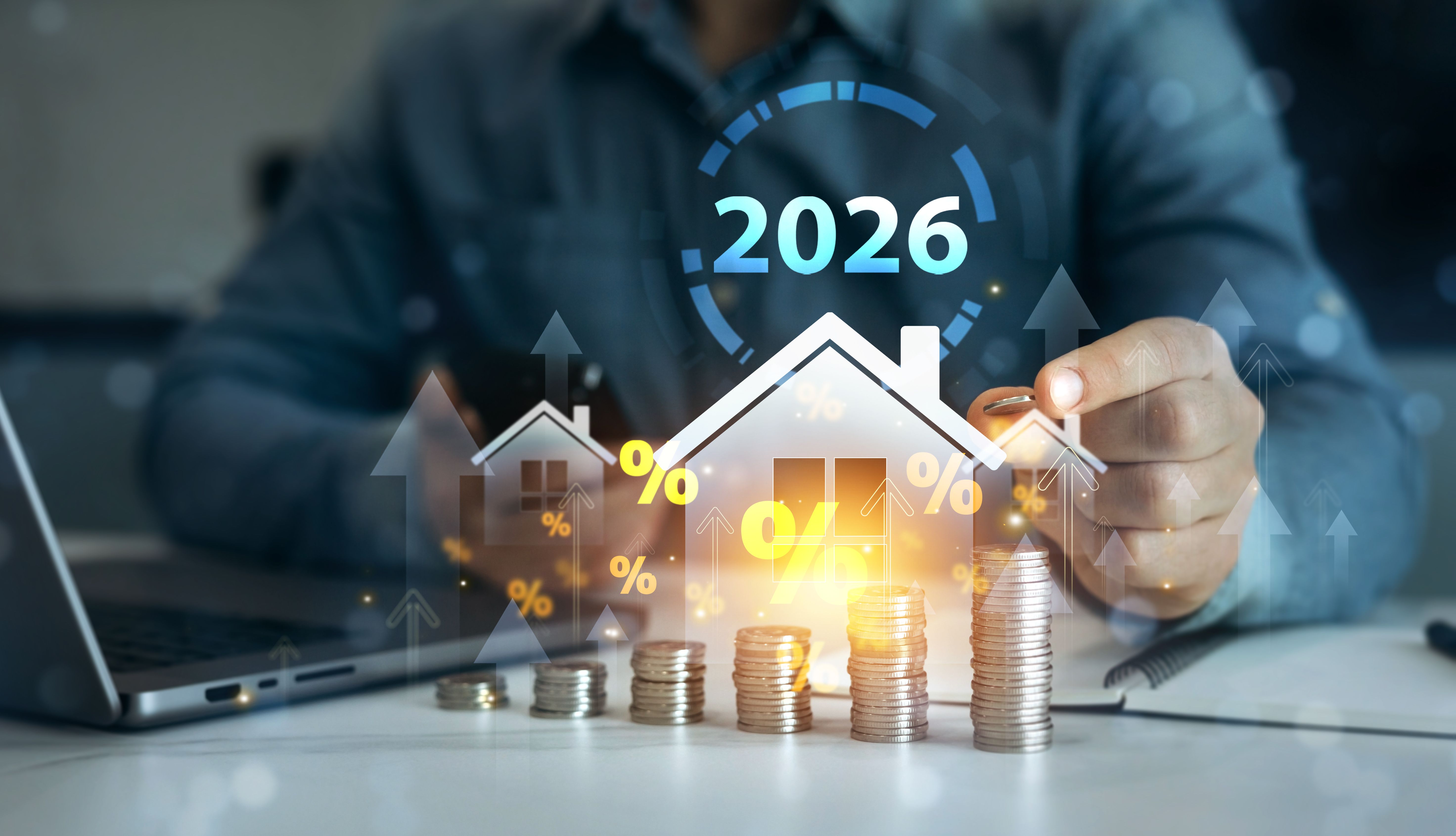 Real estate interest rate increase in 2026. Tax benefits for buy real estate in 2026. Real estate market development 2026.Research strategy for buying, selling, renting real estate for profit.