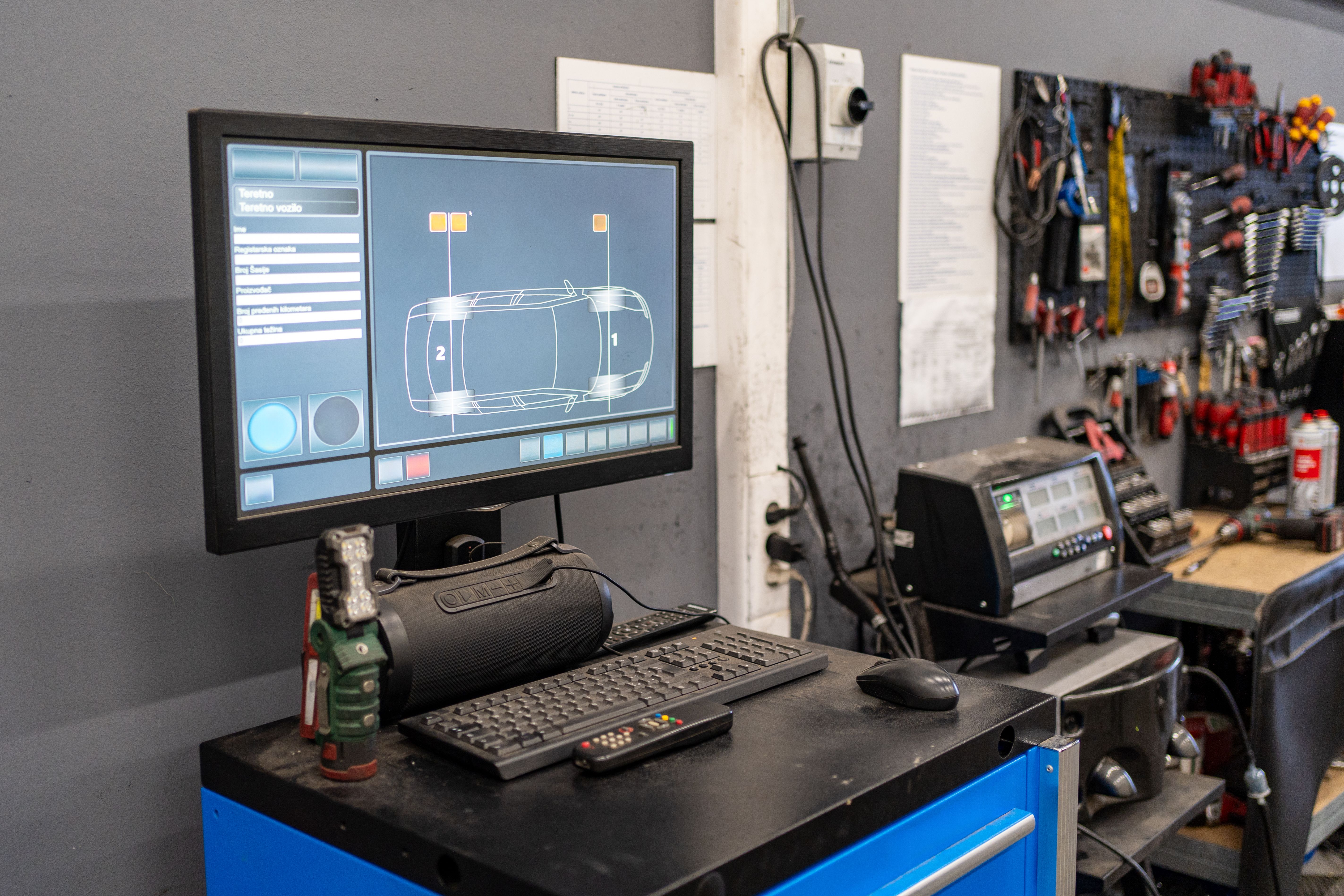 Work tools in auto repair shop