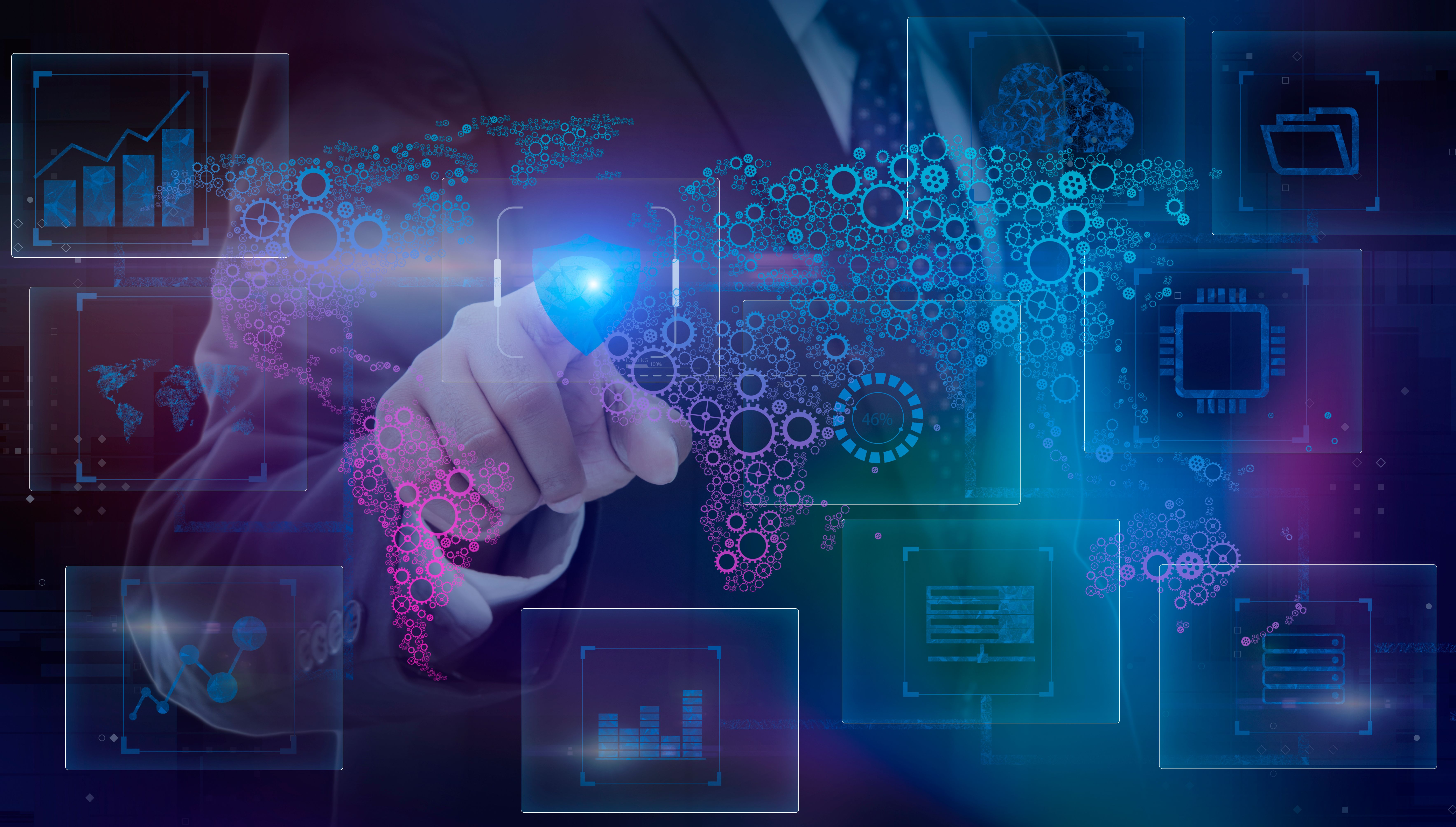 Business and technology concept. Communication network Business and technology concept. Communication network