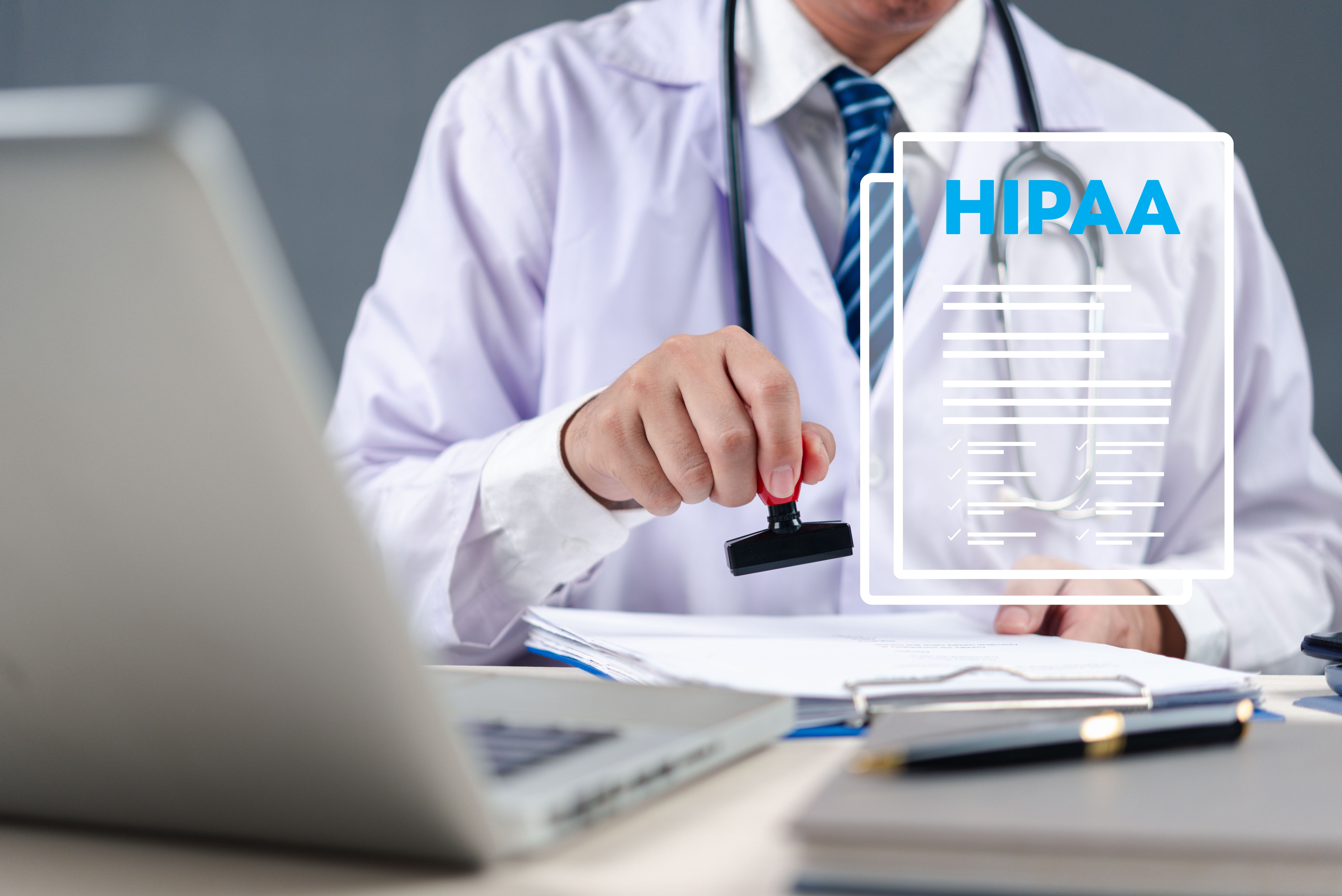 Healthcare professional reviewing paperwork