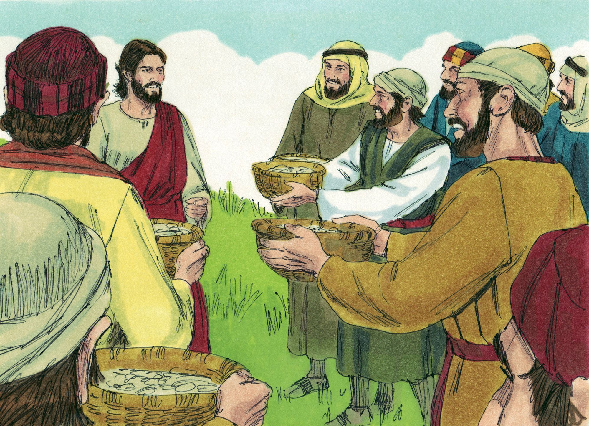 Jesus and Disciples Feed Crowd