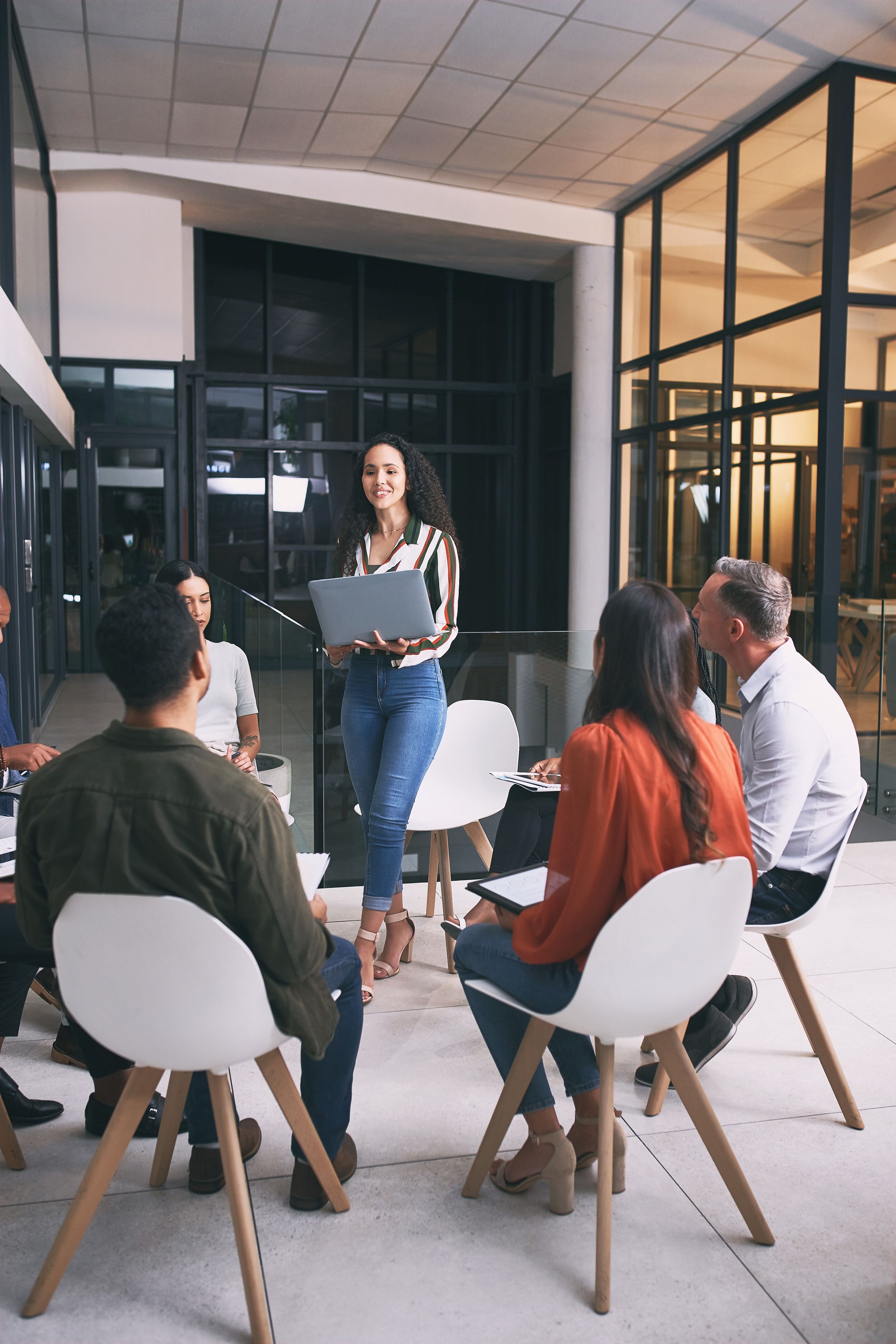 woman leading meeting