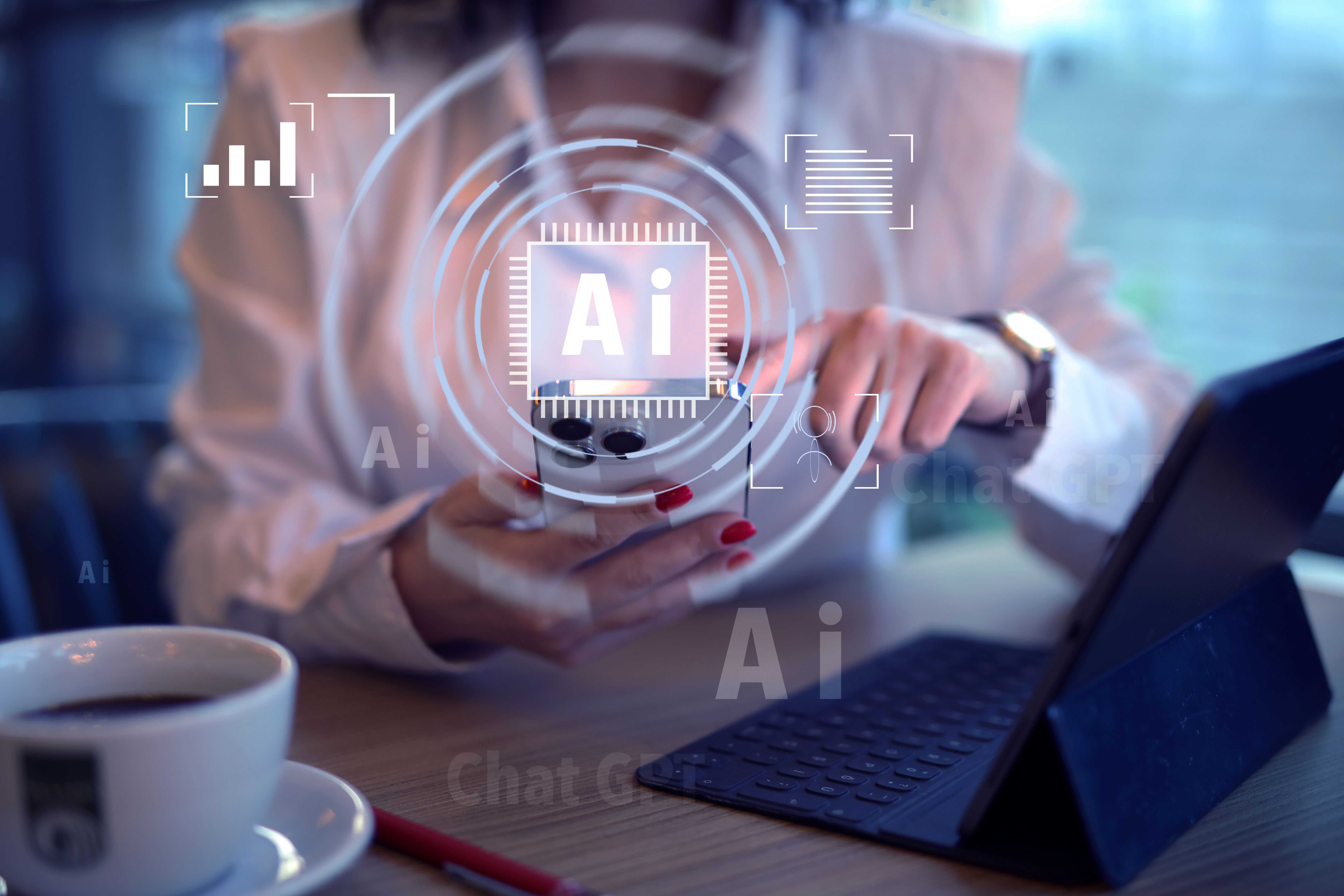 Professional Using AI Interface on Laptop