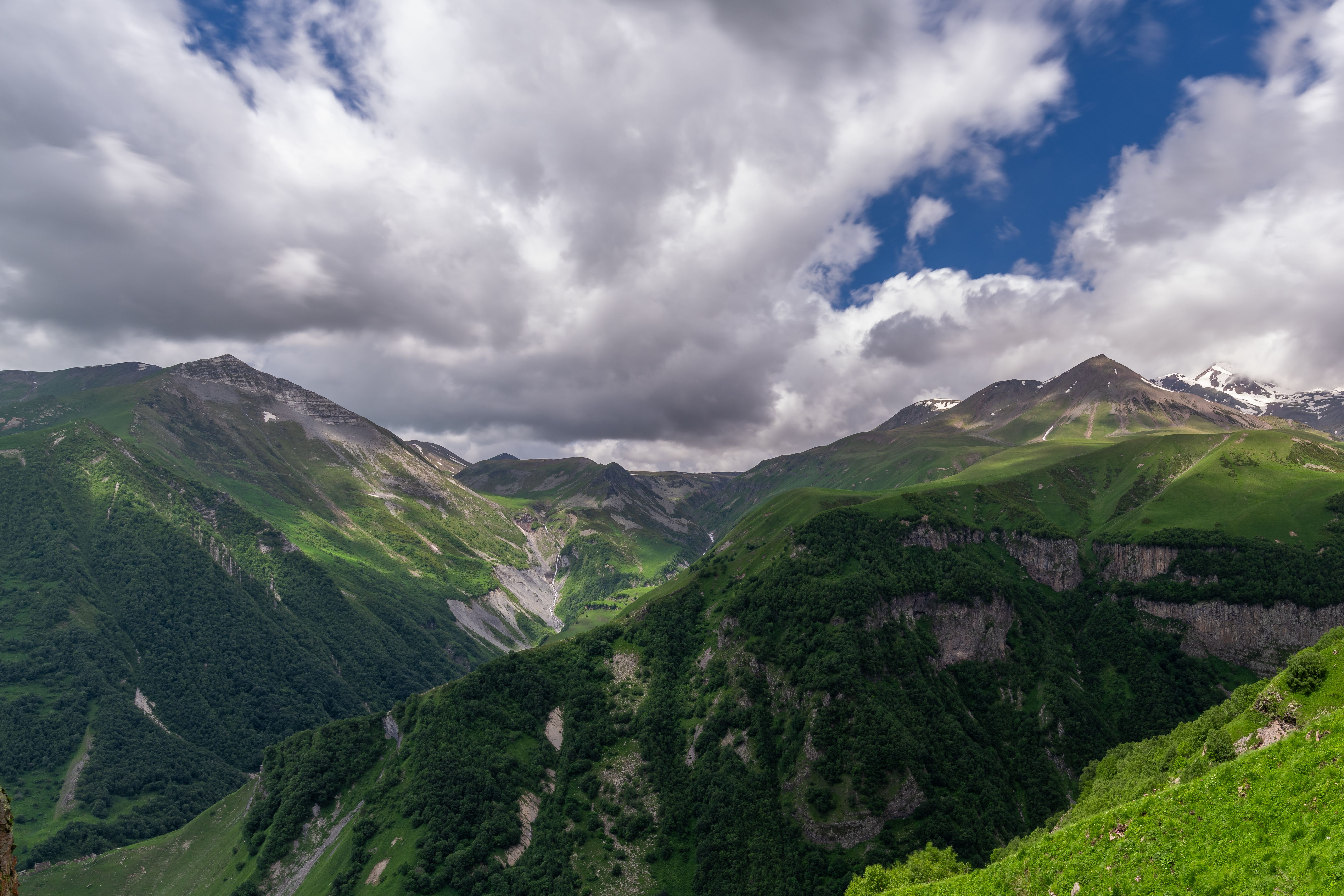 Panoramic View of a Valley with Caucasus Mountains