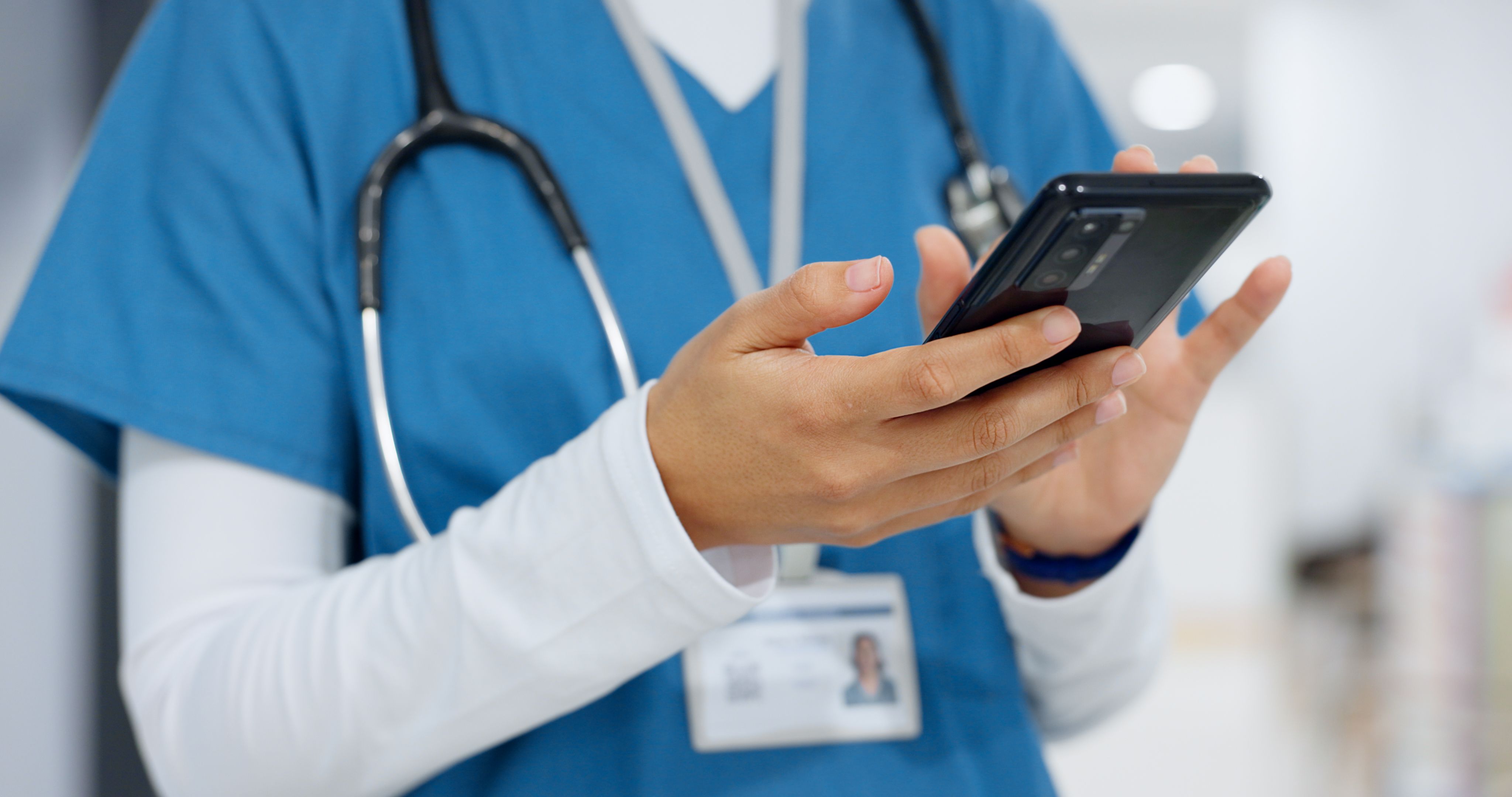 nurse using smartphone