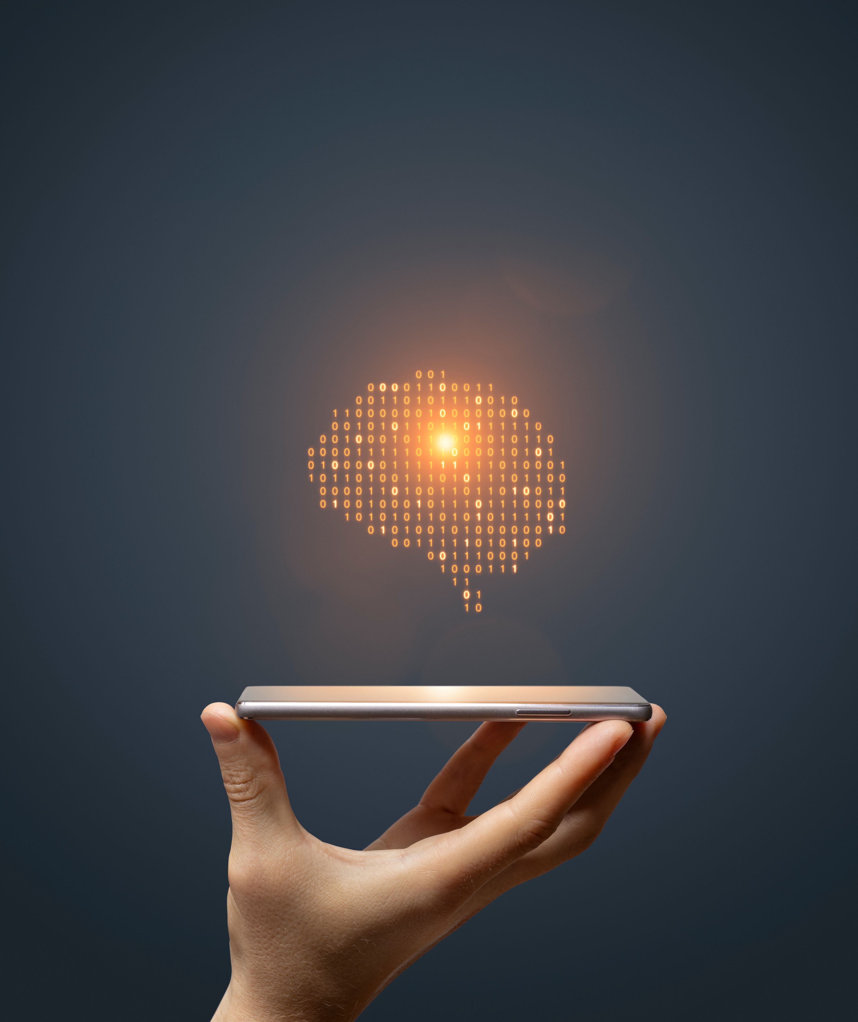 Artificial intelligence brain symbol on smartphone