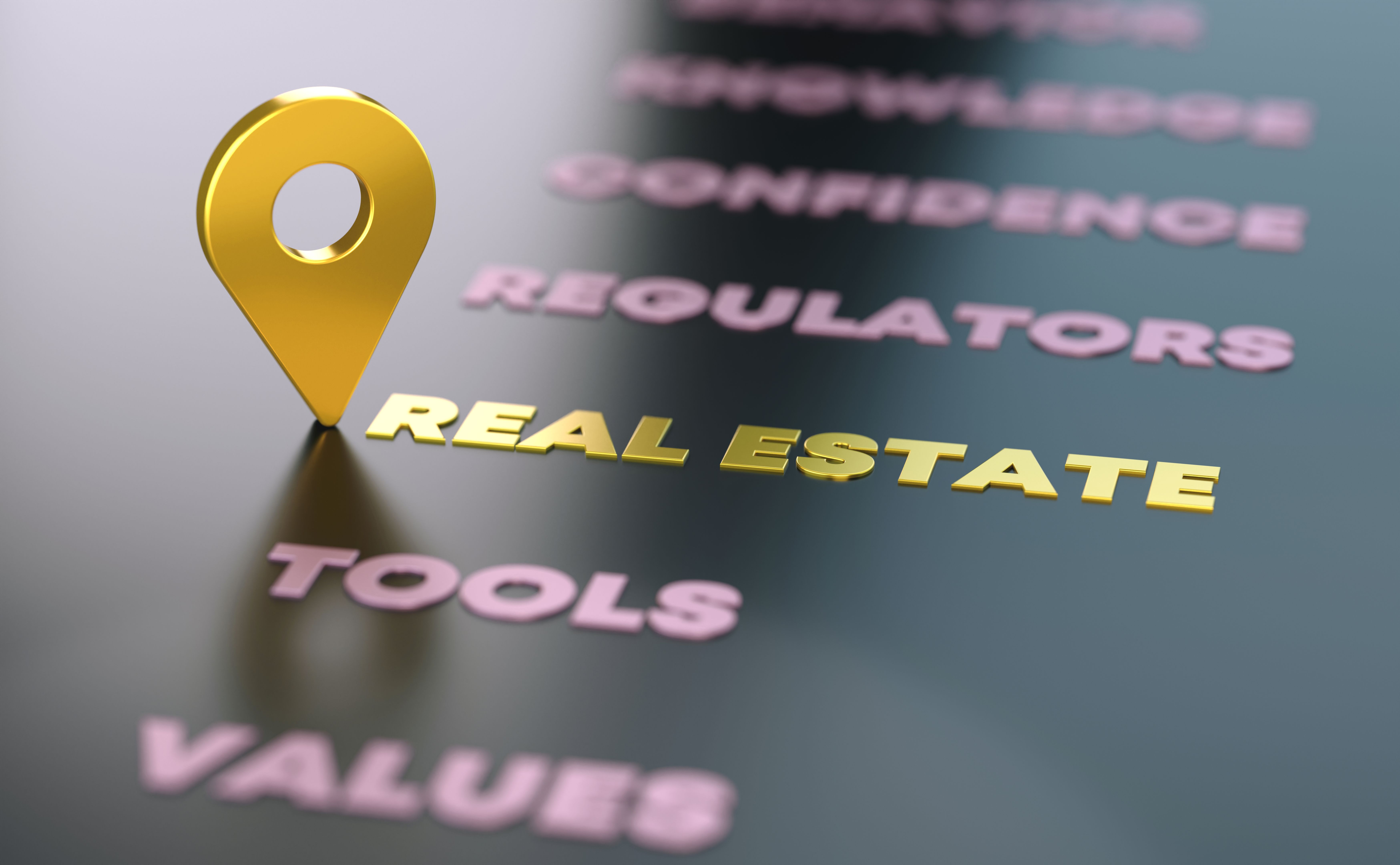 Real Estate Related Words With Straight Pin