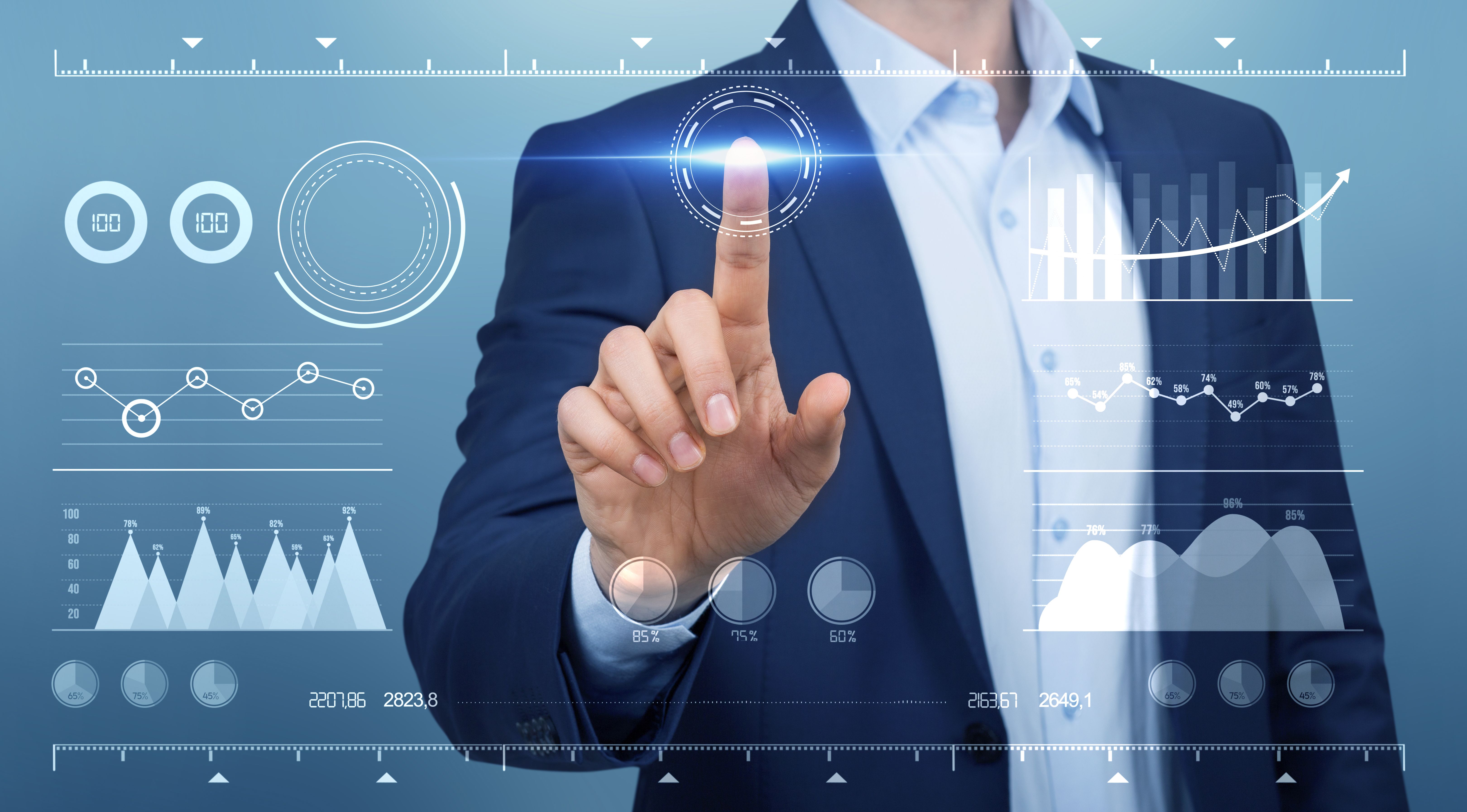 Businessman touching global networking data online shopping with icon customer worldwide connecting,