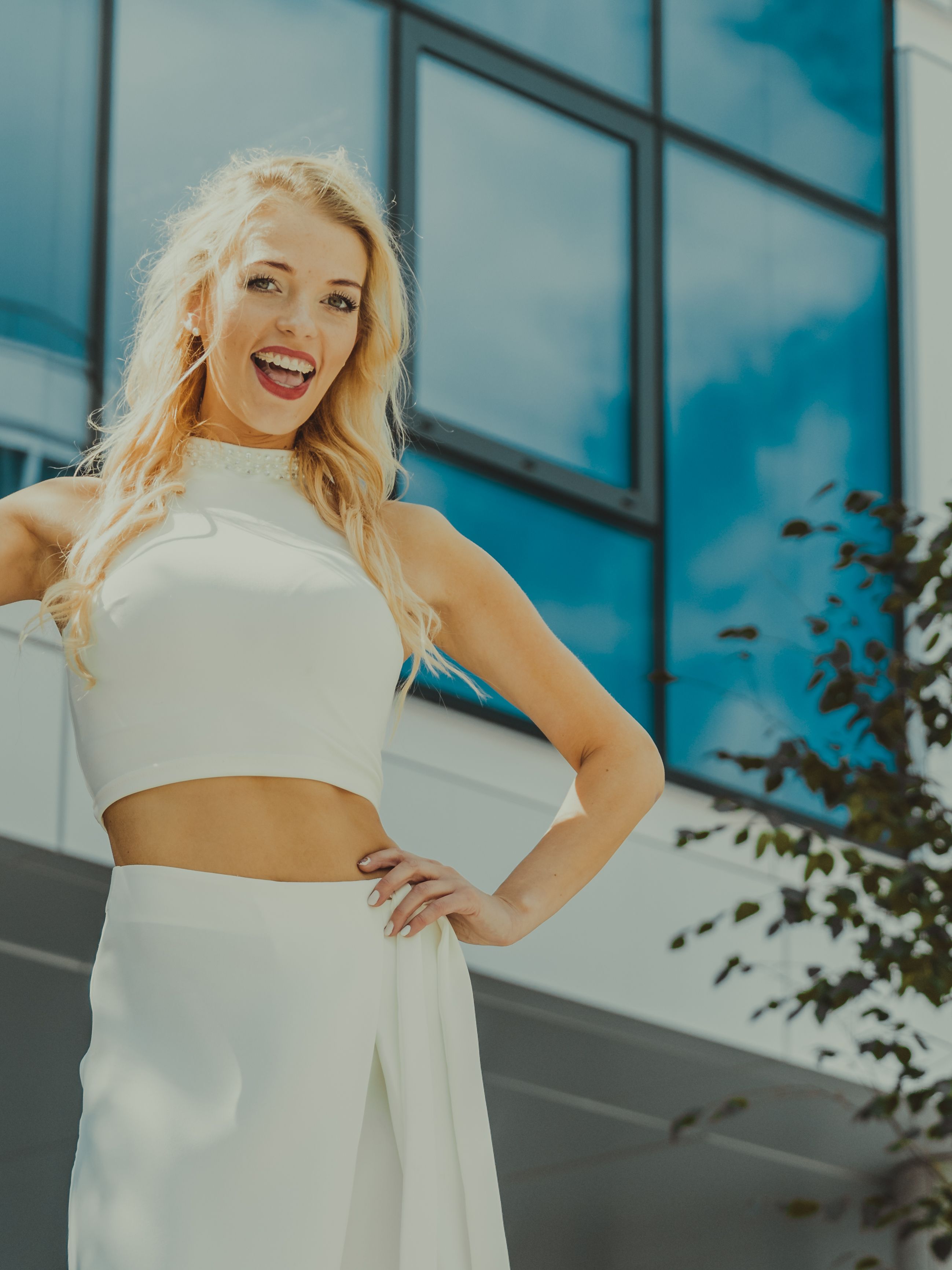 Blonde woman in city Blonde woman in city