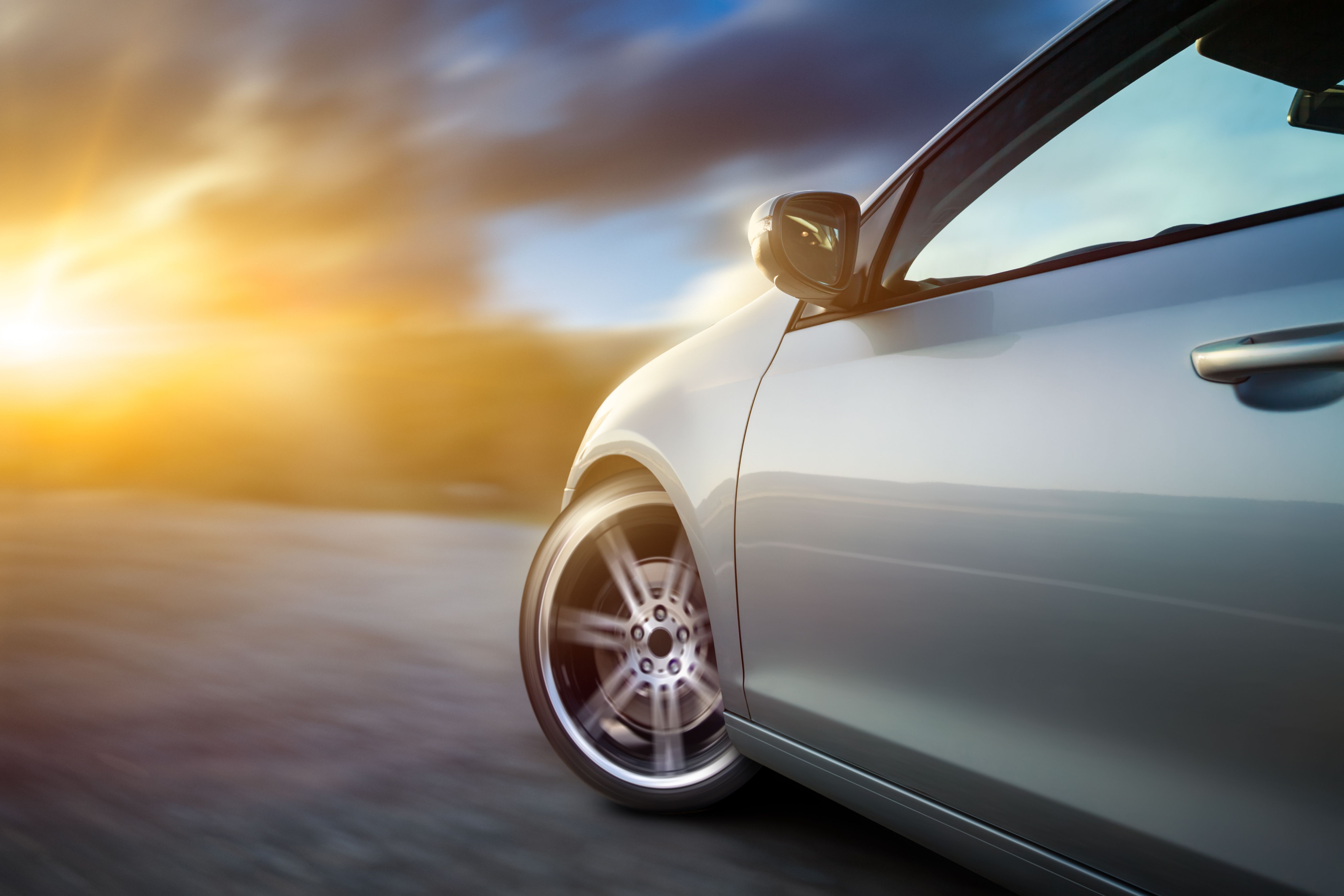 sun shining on car