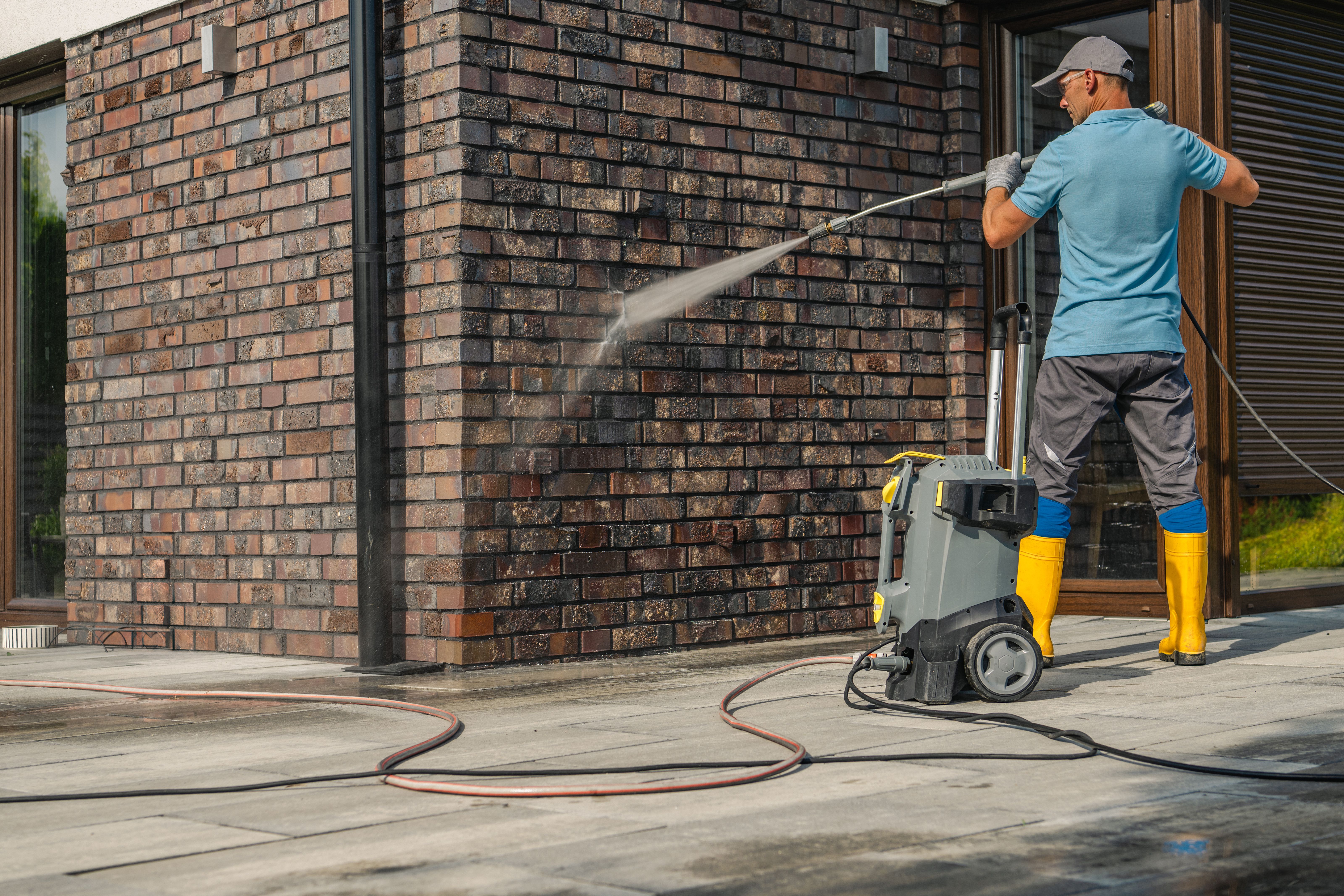 pressure washing house