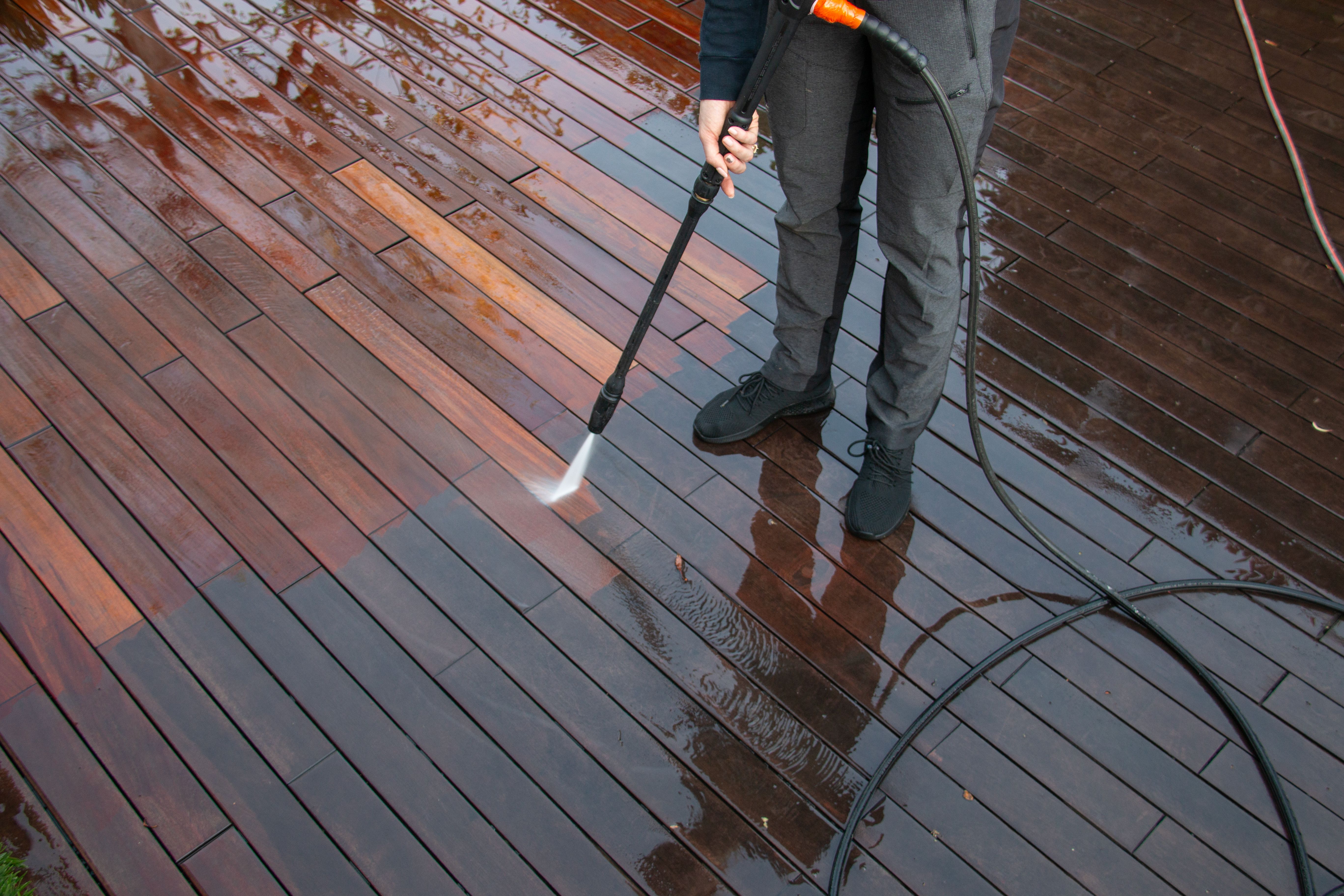 power washing deck