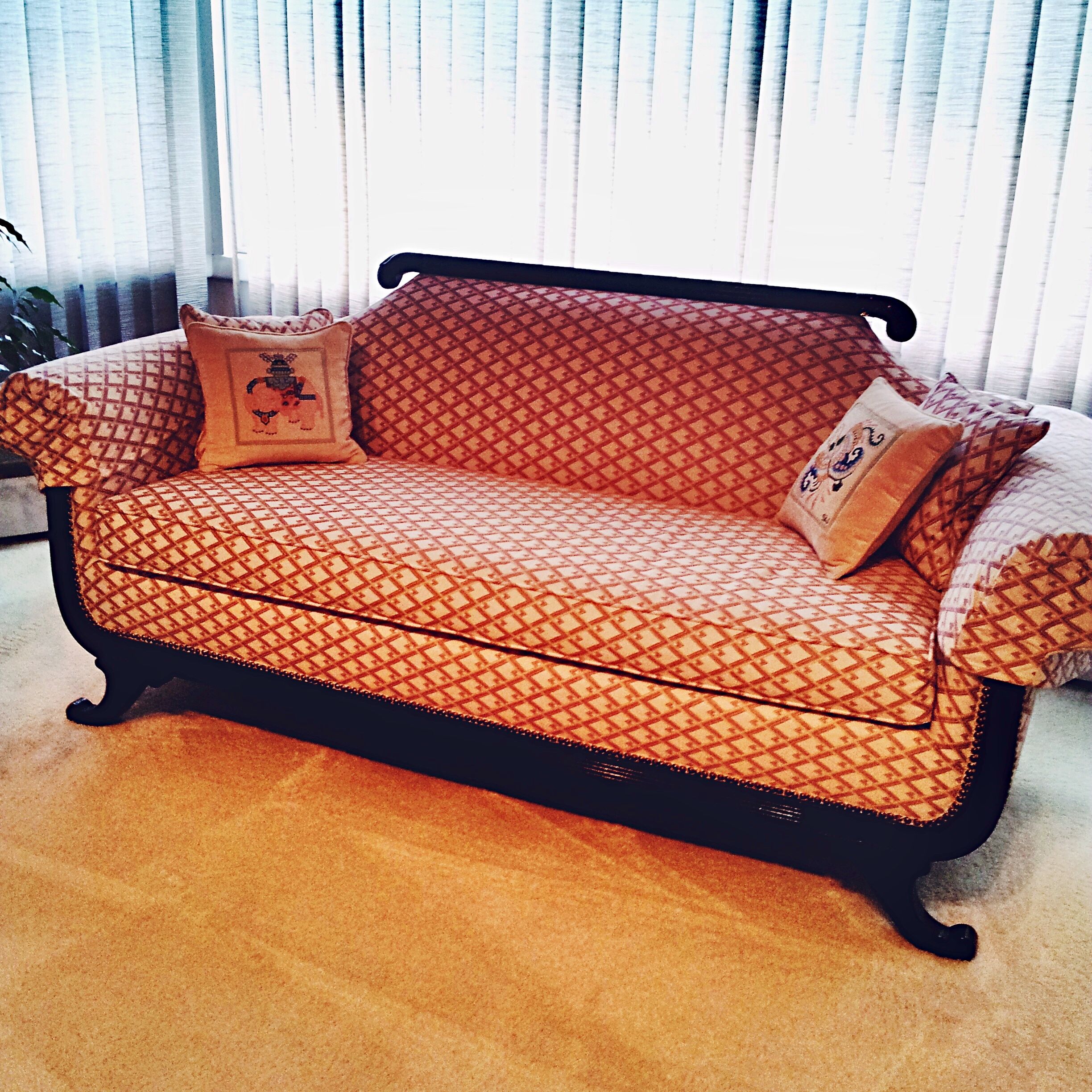 finished reupholstered sofa