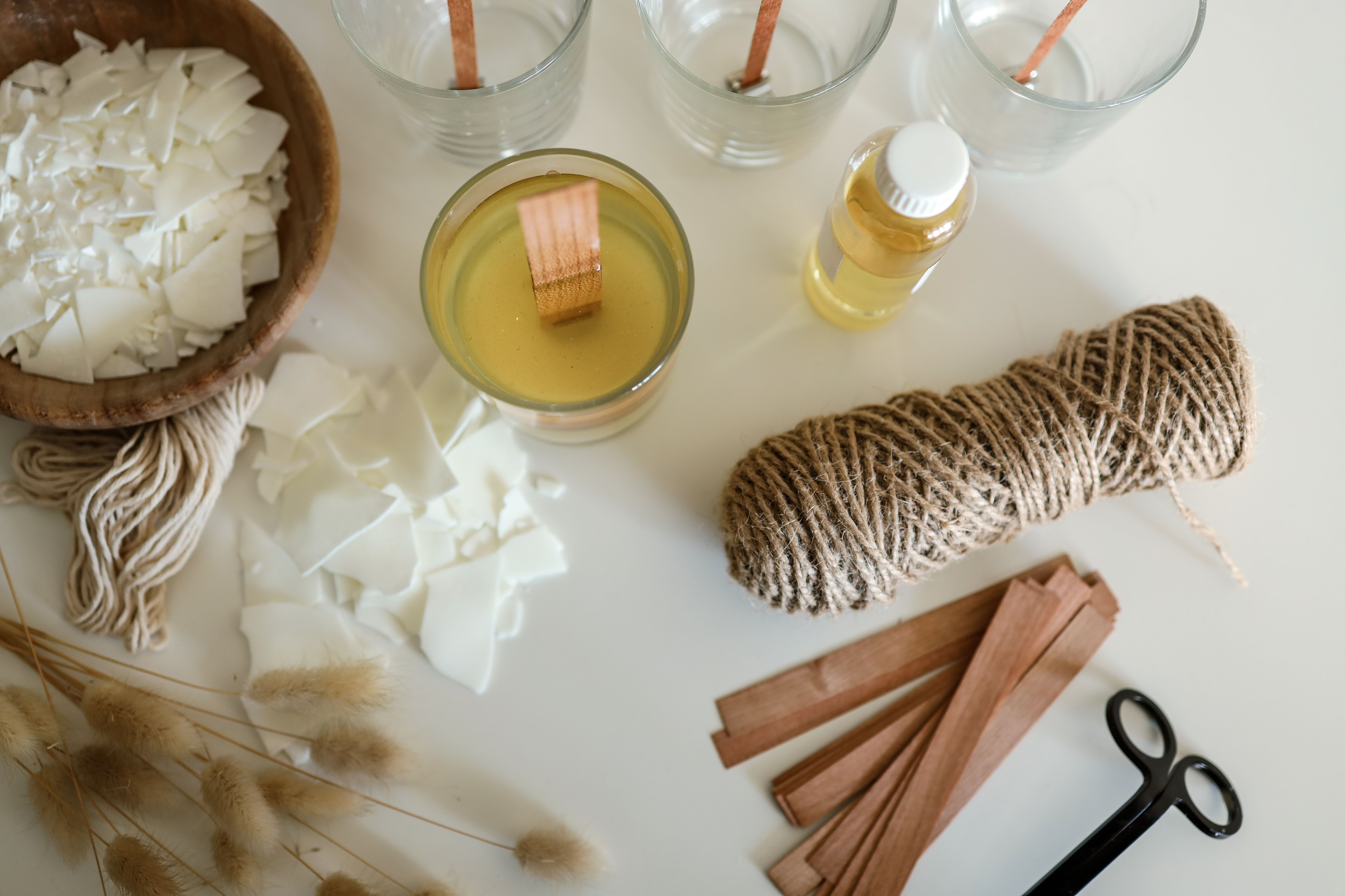 materiales naturales velas