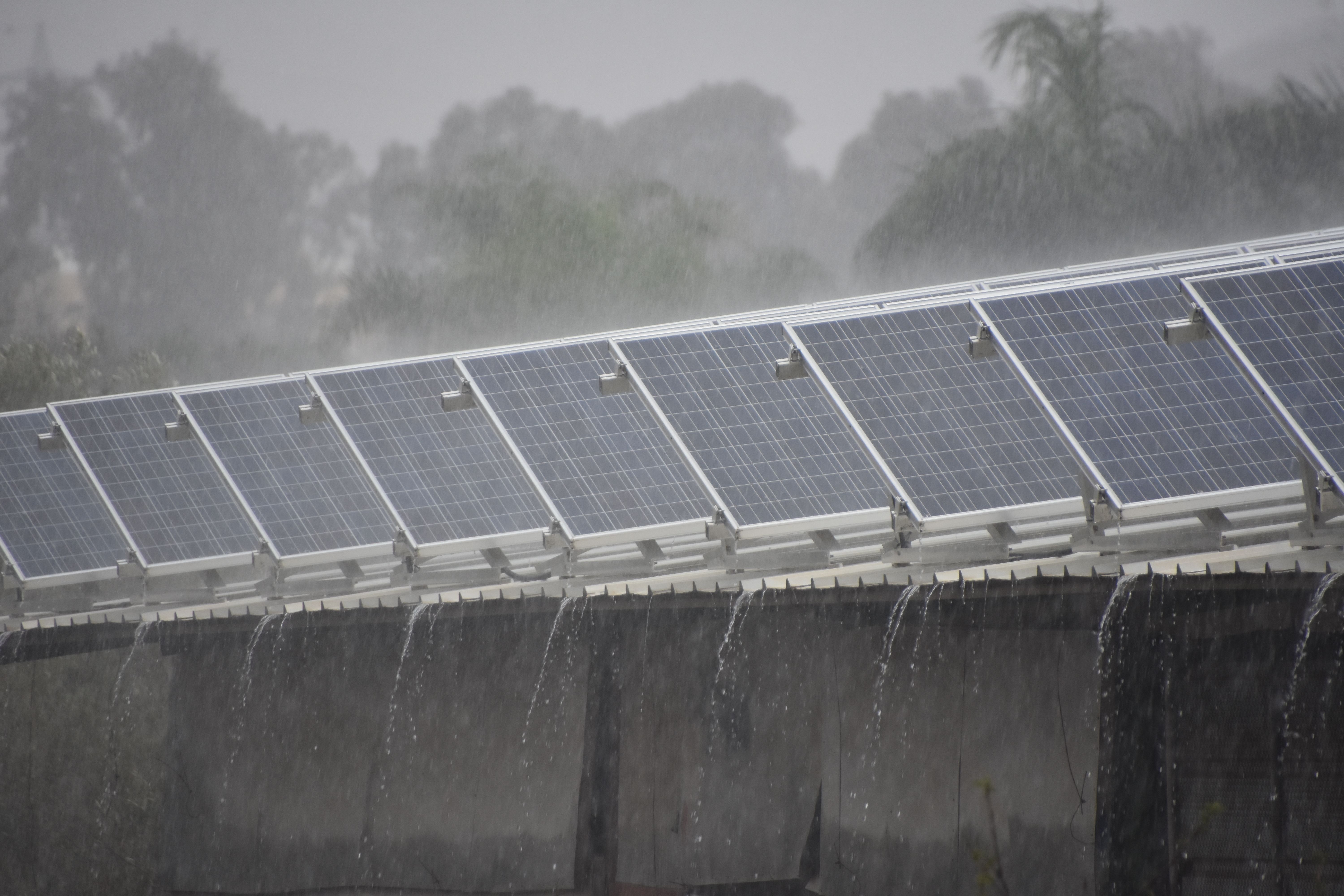 rain on solar panel