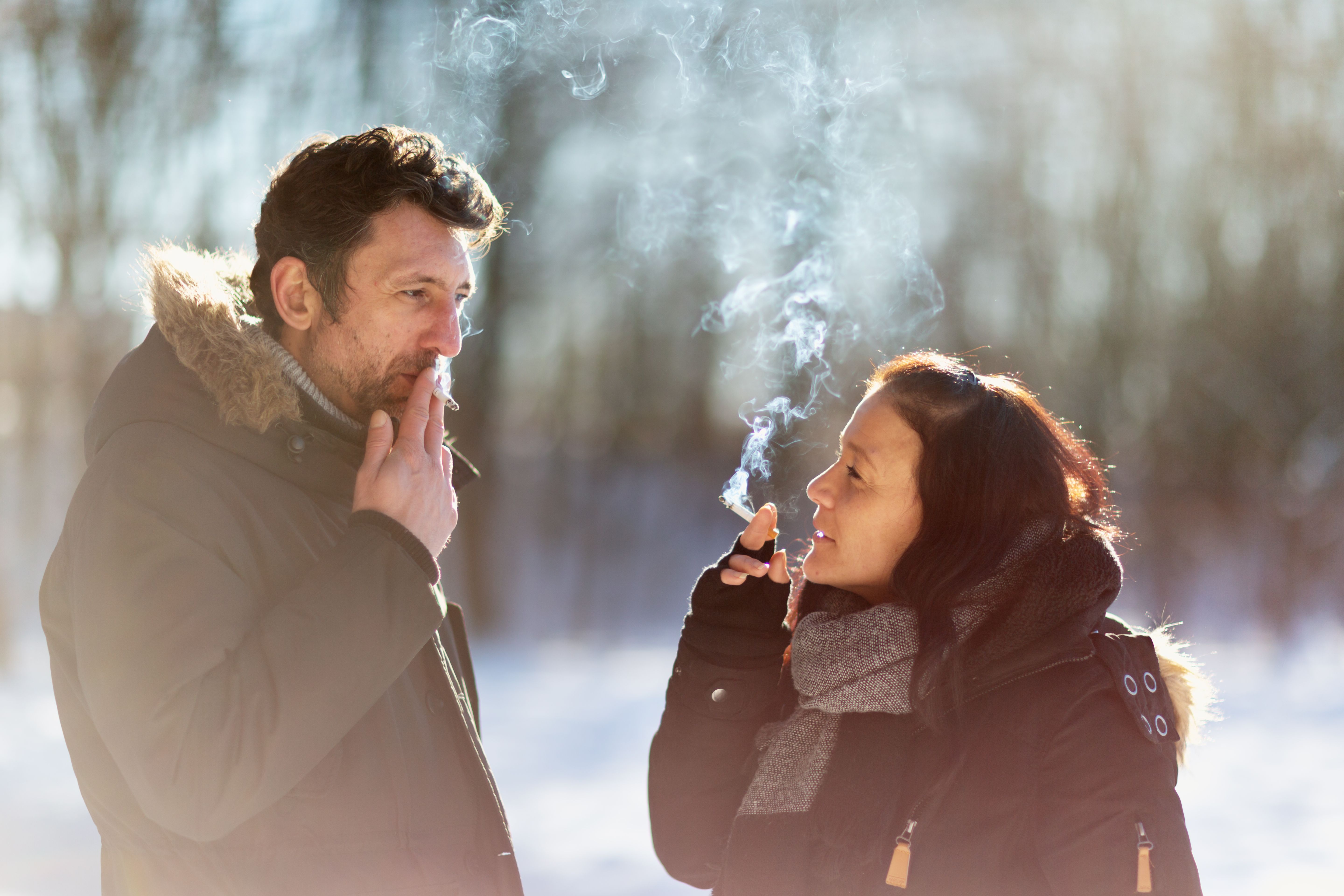 outdoor winter smoking
