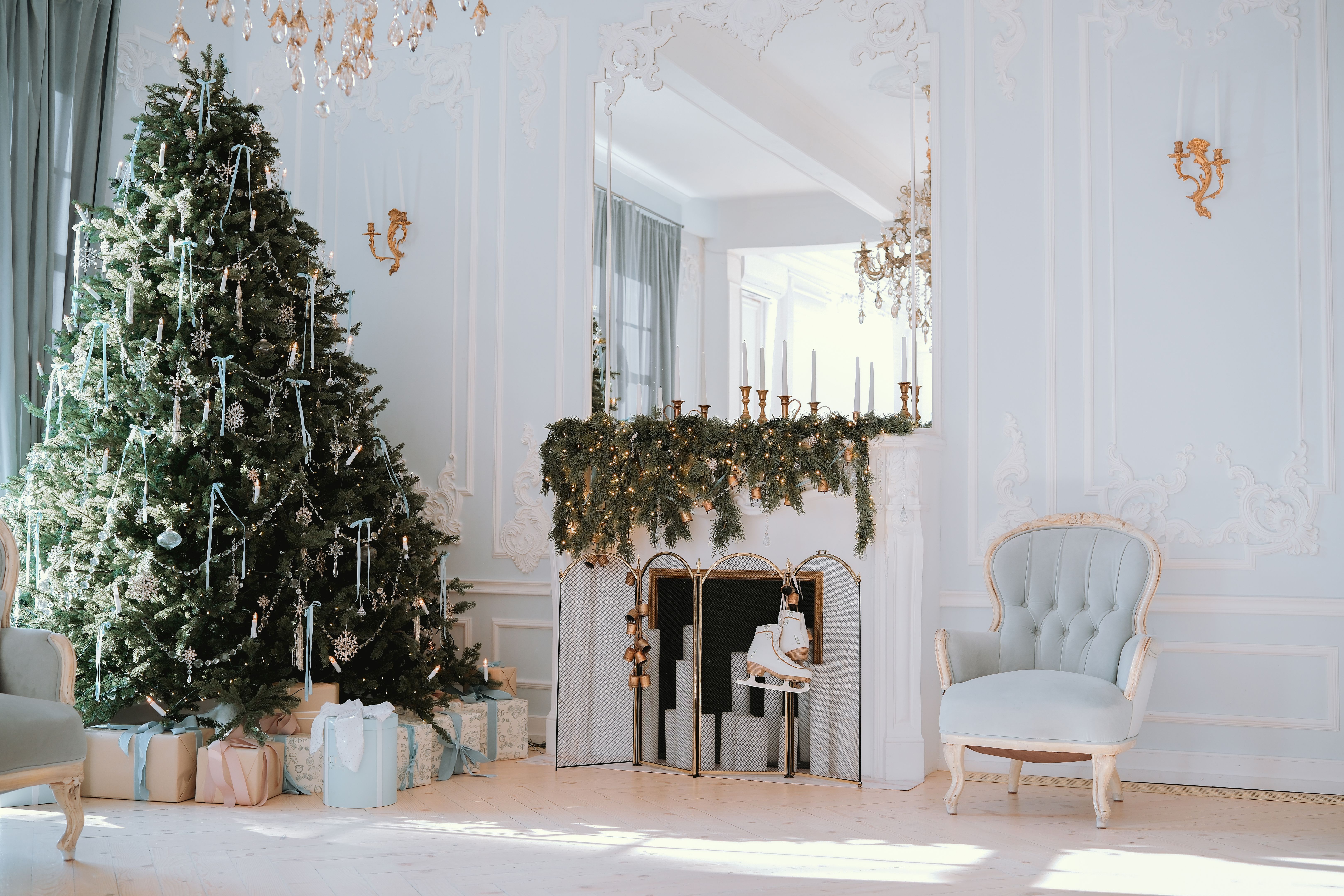 decorated fireplace