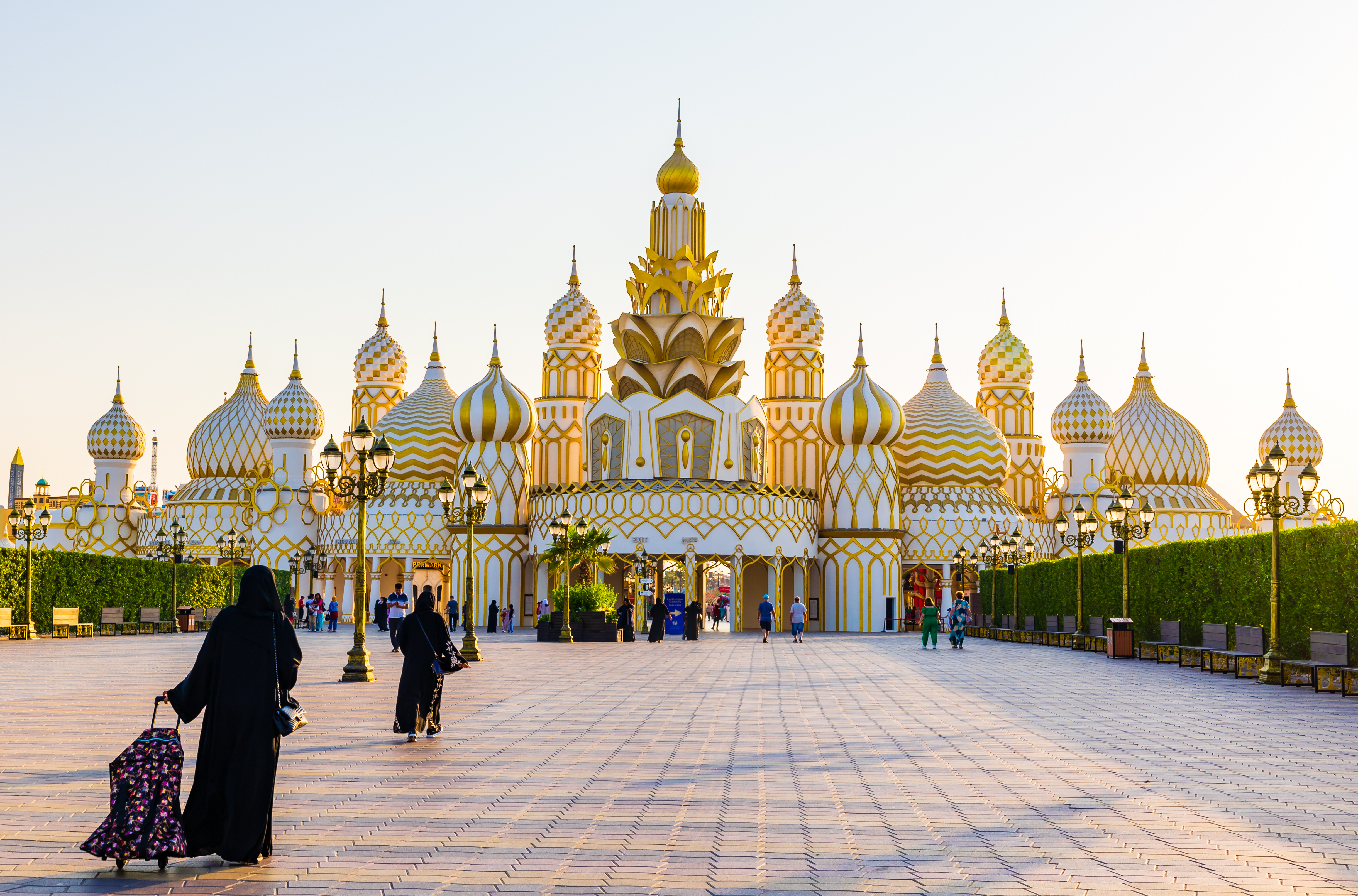 Global Village Dubai. View of Russian style structures at the entrance of Global Village in Dubai